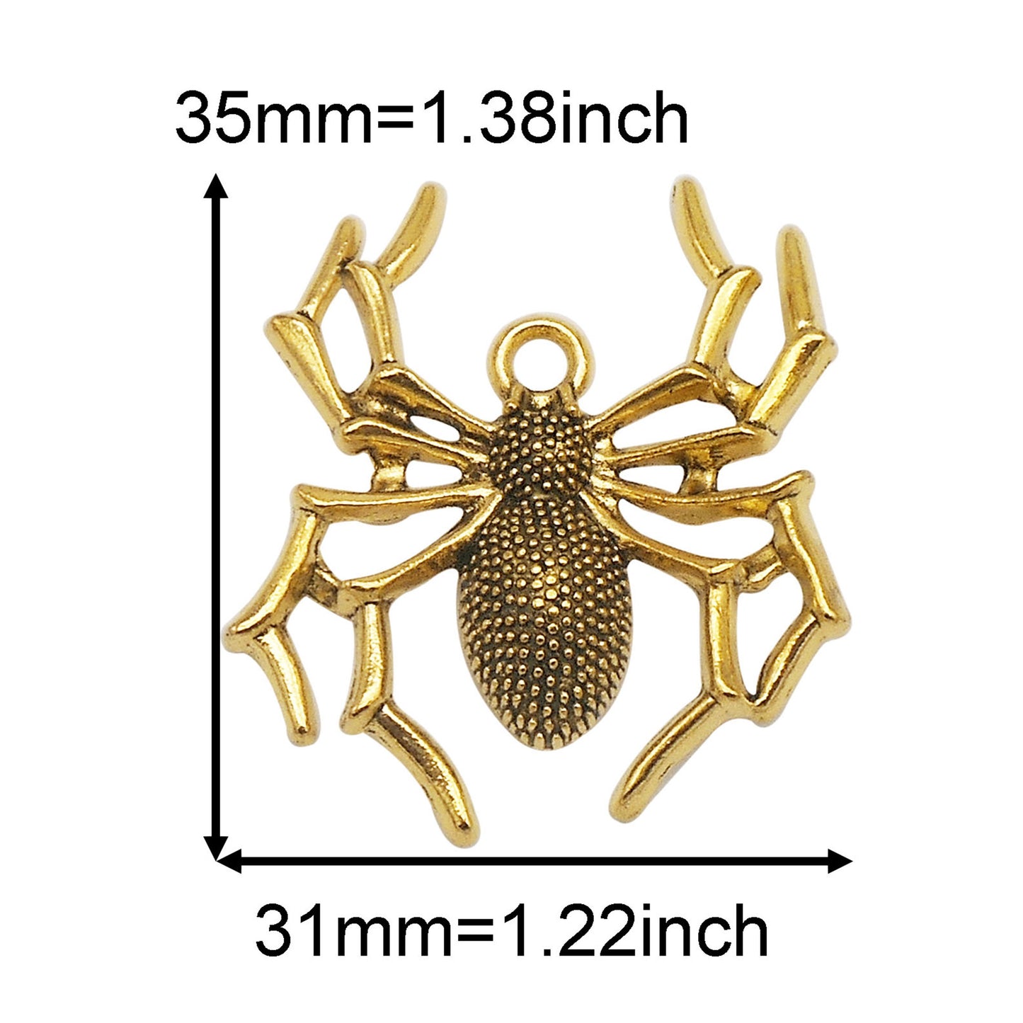 6PCS Retro Gold Halloween Series Charms Metal Spider Skull Bone Hand Pendant Bat Shaped Jewelry Connector for Necklace Bracelet Earrings Making Accessories DIY Crafts Supplies Keychain Decor