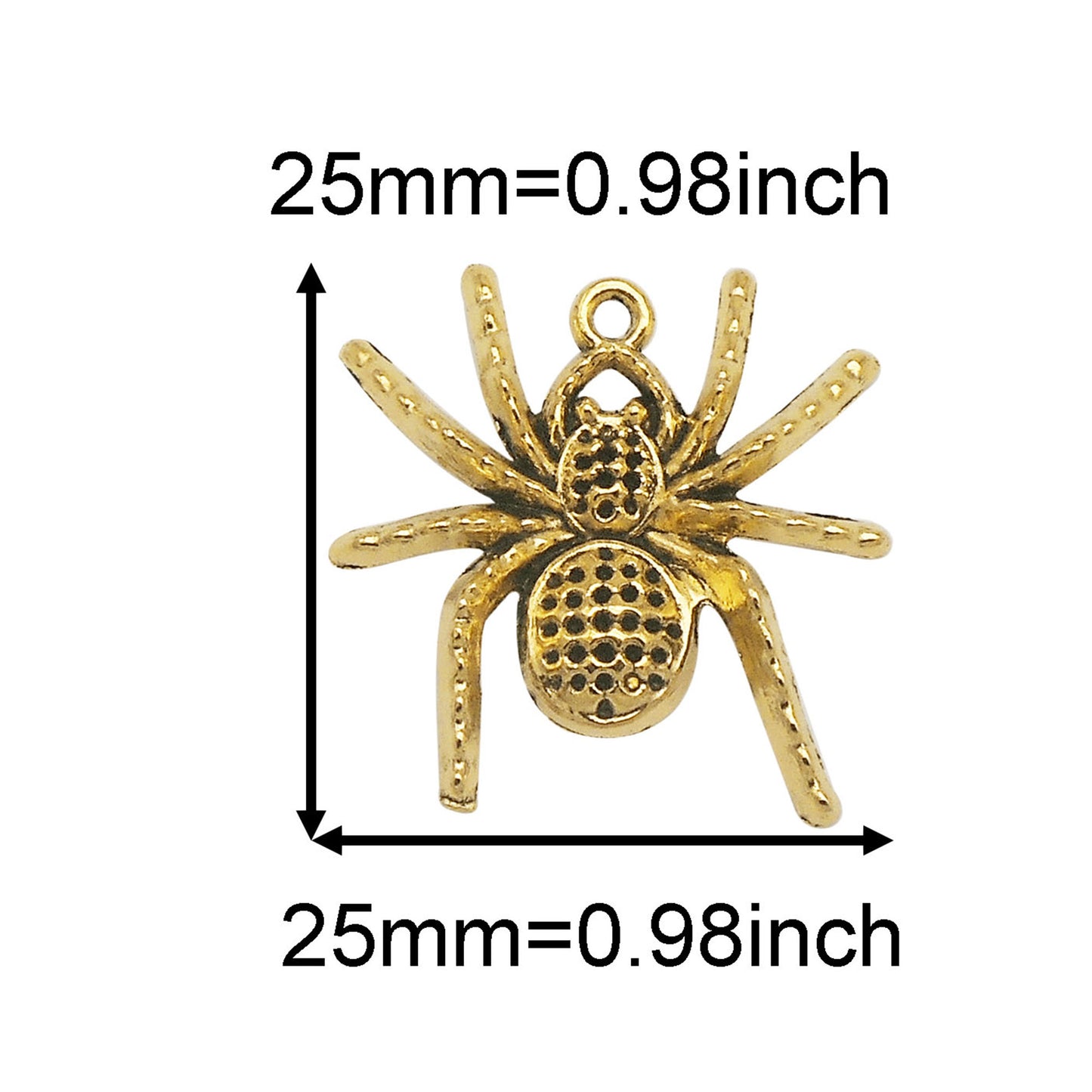 6PCS Retro Gold Halloween Series Charms Metal Spider Skull Bone Hand Pendant Bat Shaped Jewelry Connector for Necklace Bracelet Earrings Making Accessories DIY Crafts Supplies Keychain Decor