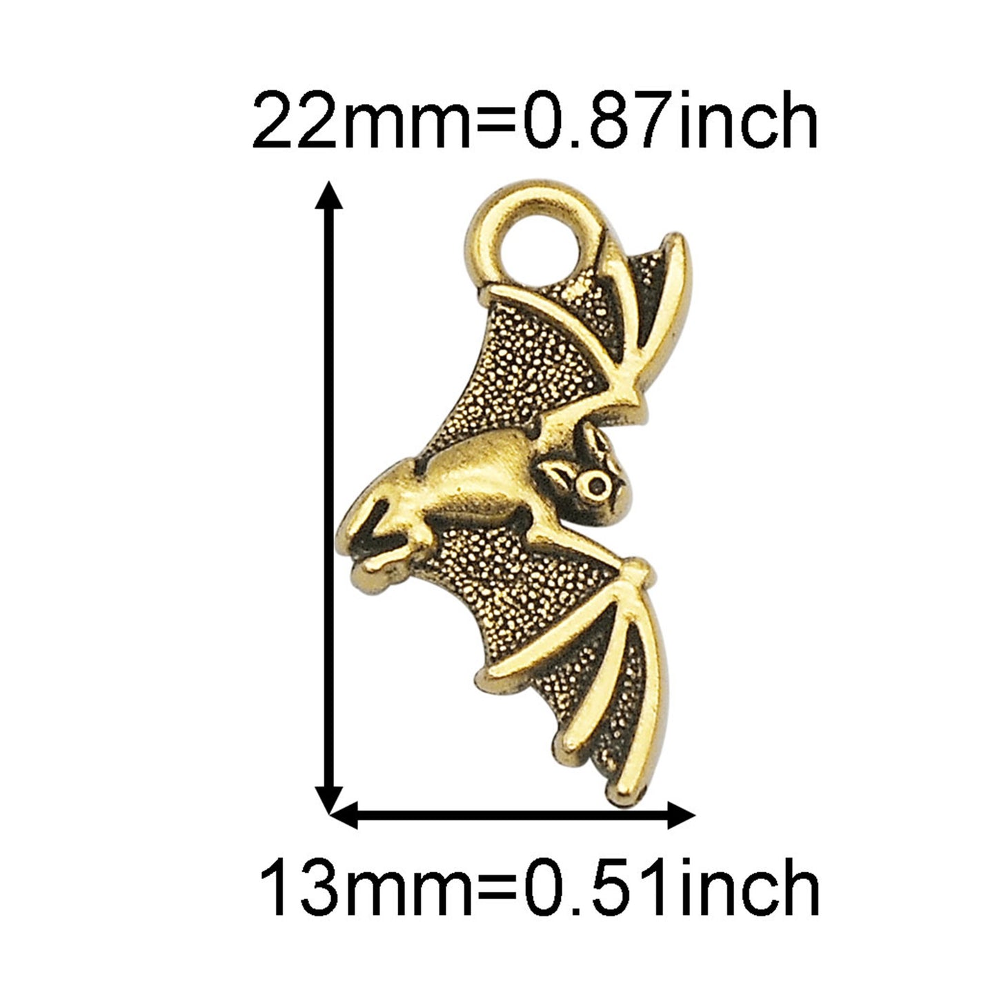 6PCS Retro Gold Halloween Series Charms Metal Spider Skull Bone Hand Pendant Bat Shaped Jewelry Connector for Necklace Bracelet Earrings Making Accessories DIY Crafts Supplies Keychain Decor