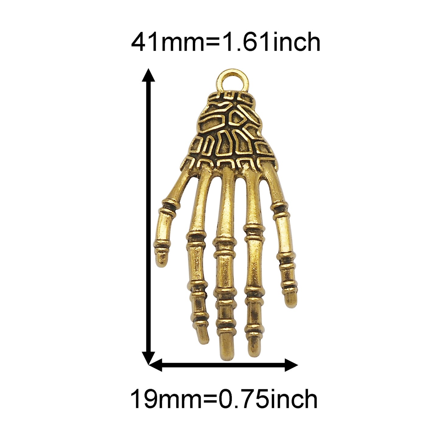 6PCS Retro Gold Halloween Series Charms Metal Spider Skull Bone Hand Pendant Bat Shaped Jewelry Connector for Necklace Bracelet Earrings Making Accessories DIY Crafts Supplies Keychain Decor
