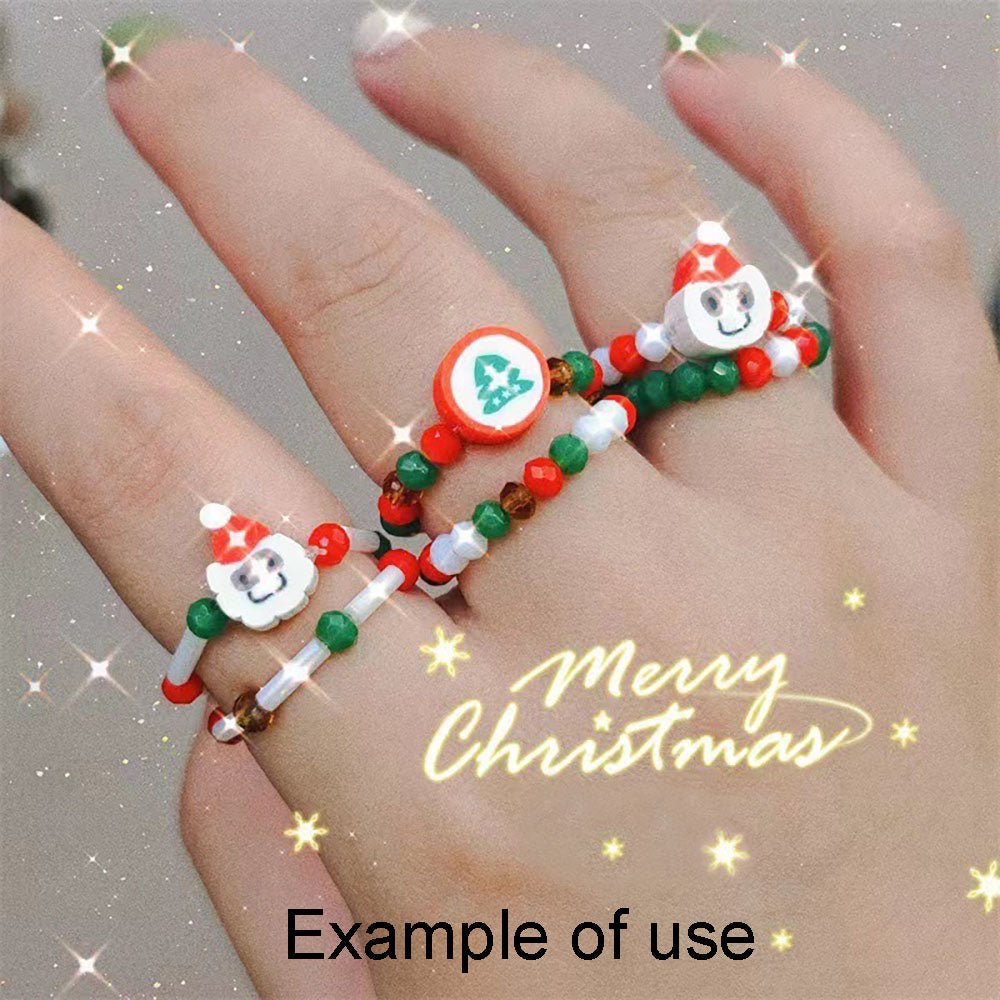 100Pcs 10mm Snowflake Snowman Pattern Beads Polymer Clay Christmas Series Spacer Beads for Jewelry Making Phone Chain Decor