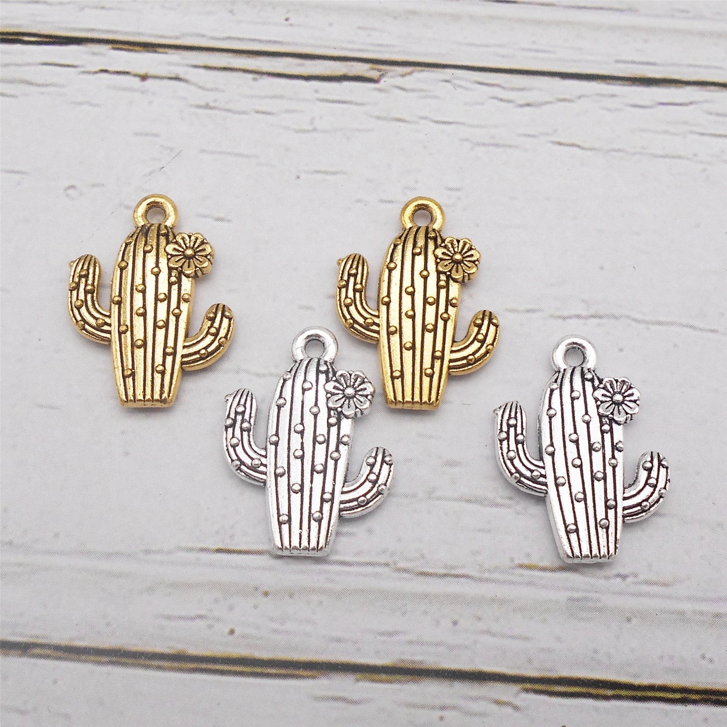 16Pcs 20x15mm Cactus Charms Retro Alloy Desert Plant Pendants DIY Jewelry Making Accessories Keychain Crafts Decor