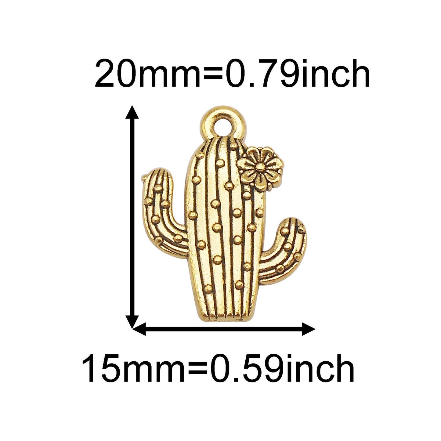 16Pcs 20x15mm Cactus Charms Retro Alloy Desert Plant Pendants DIY Jewelry Making Accessories Keychain Crafts Decor