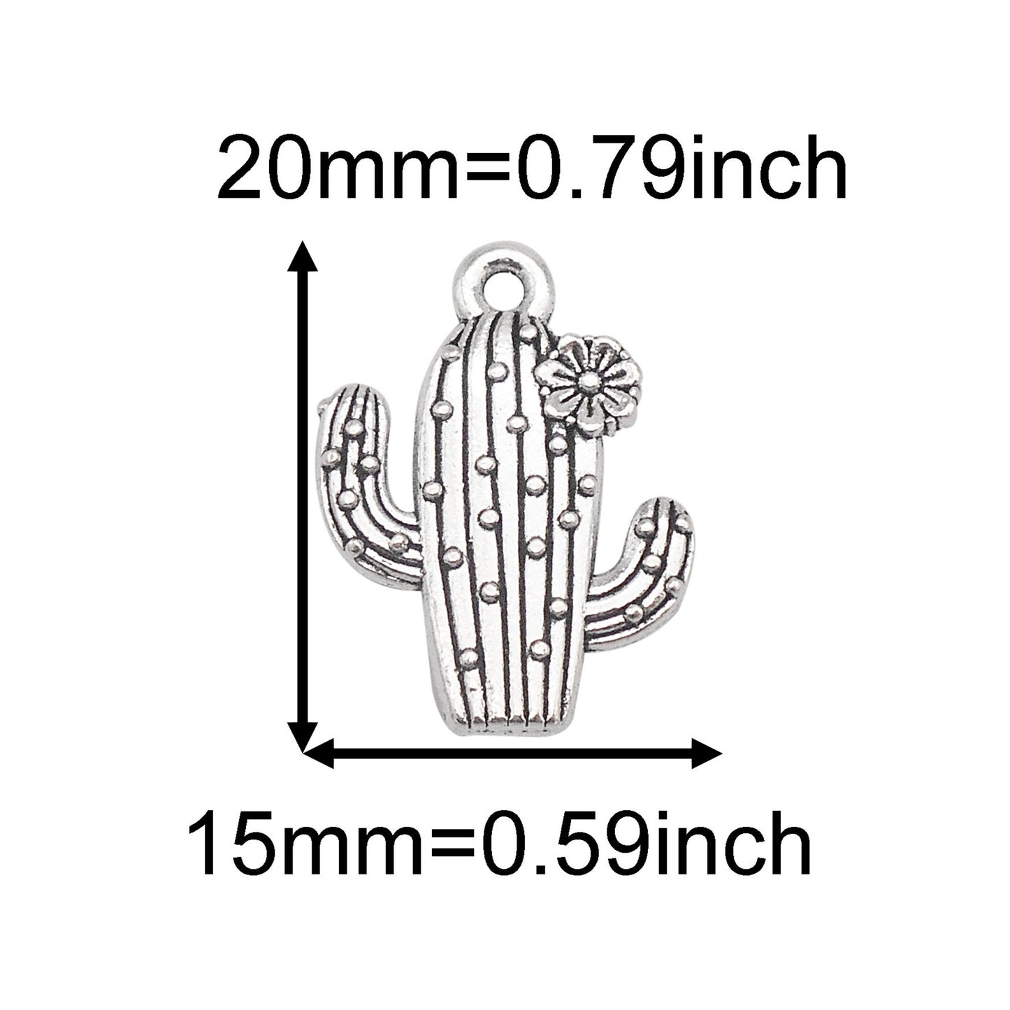 16Pcs 20x15mm Cactus Charms Retro Alloy Desert Plant Pendants DIY Jewelry Making Accessories Keychain Crafts Decor