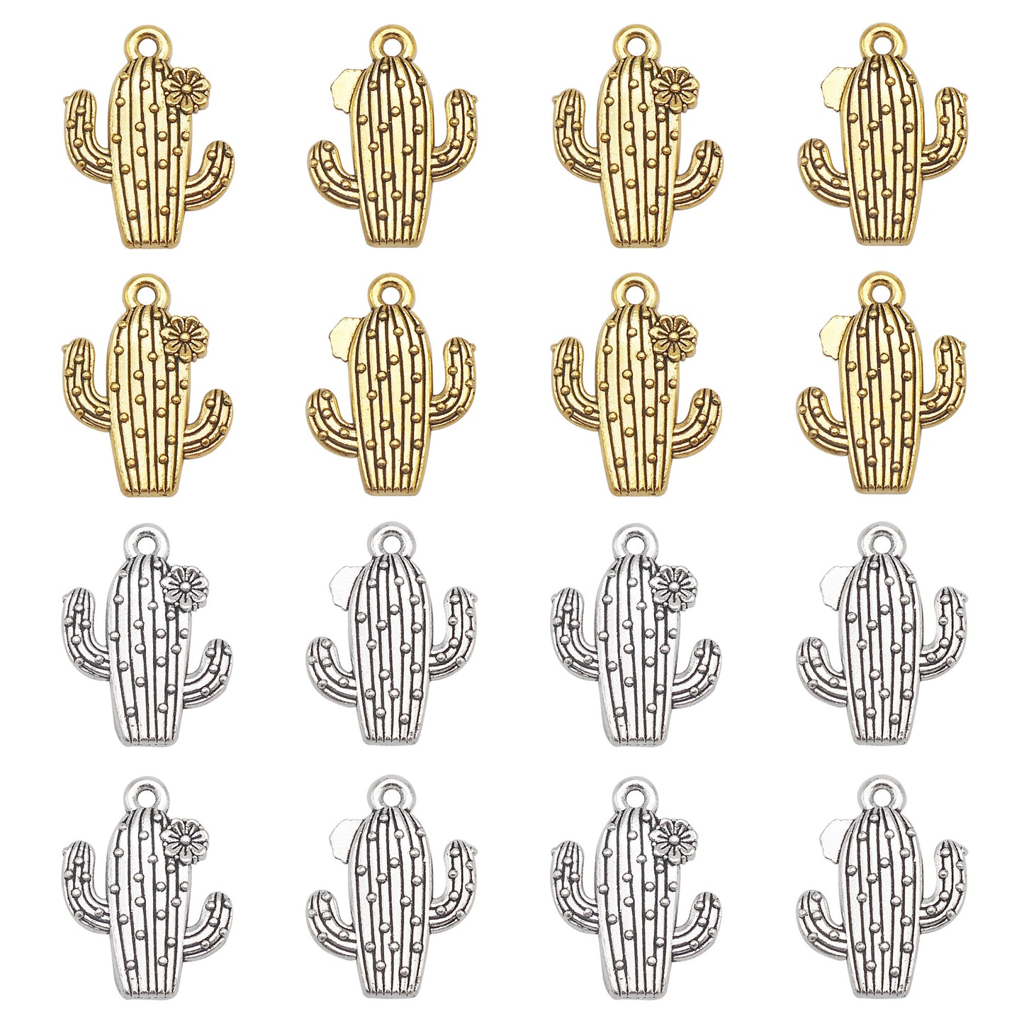 16Pcs 20x15mm Cactus Charms Retro Alloy Desert Plant Pendants DIY Jewelry Making Accessories Keychain Crafts Decor