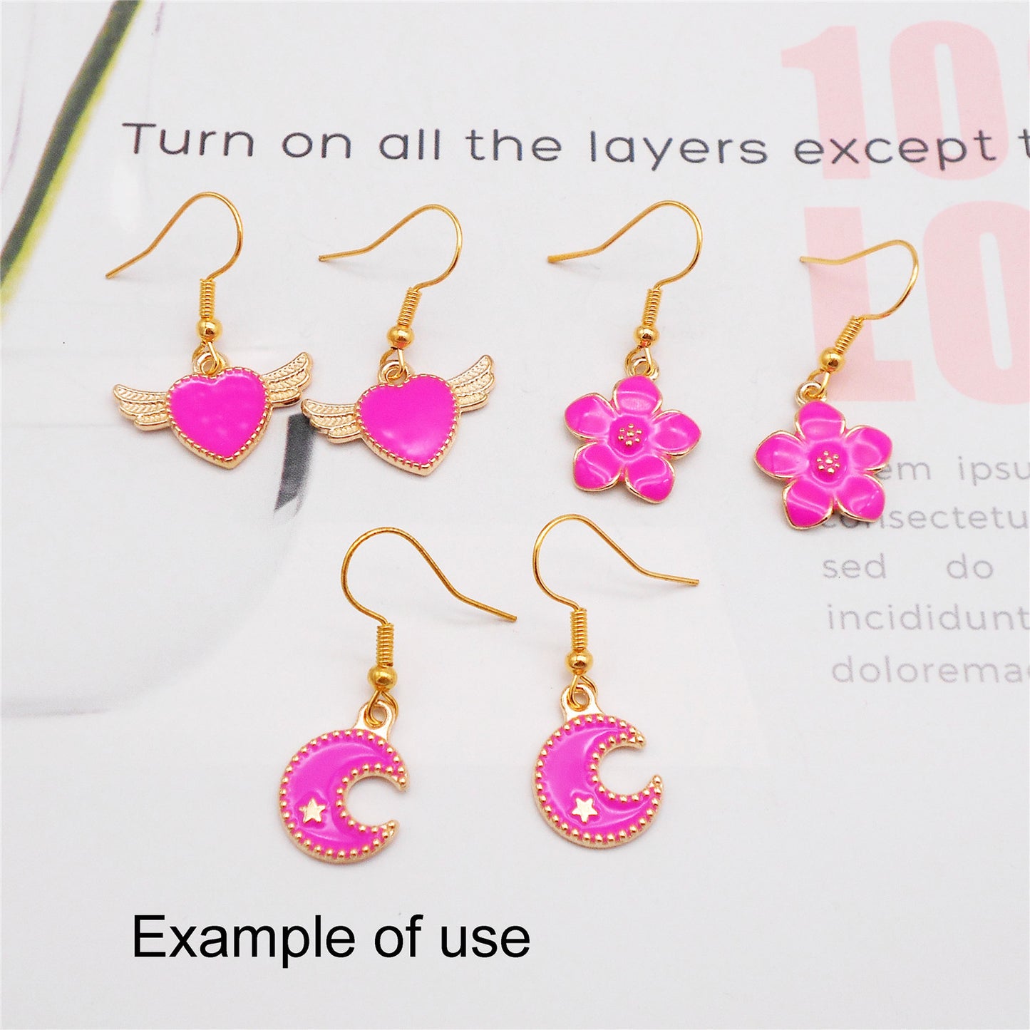 80pcs Fashion Charms Bright Pink Bling Pendants for Women Princess Jewelry Necklace Earrings Bracelet DIY Making