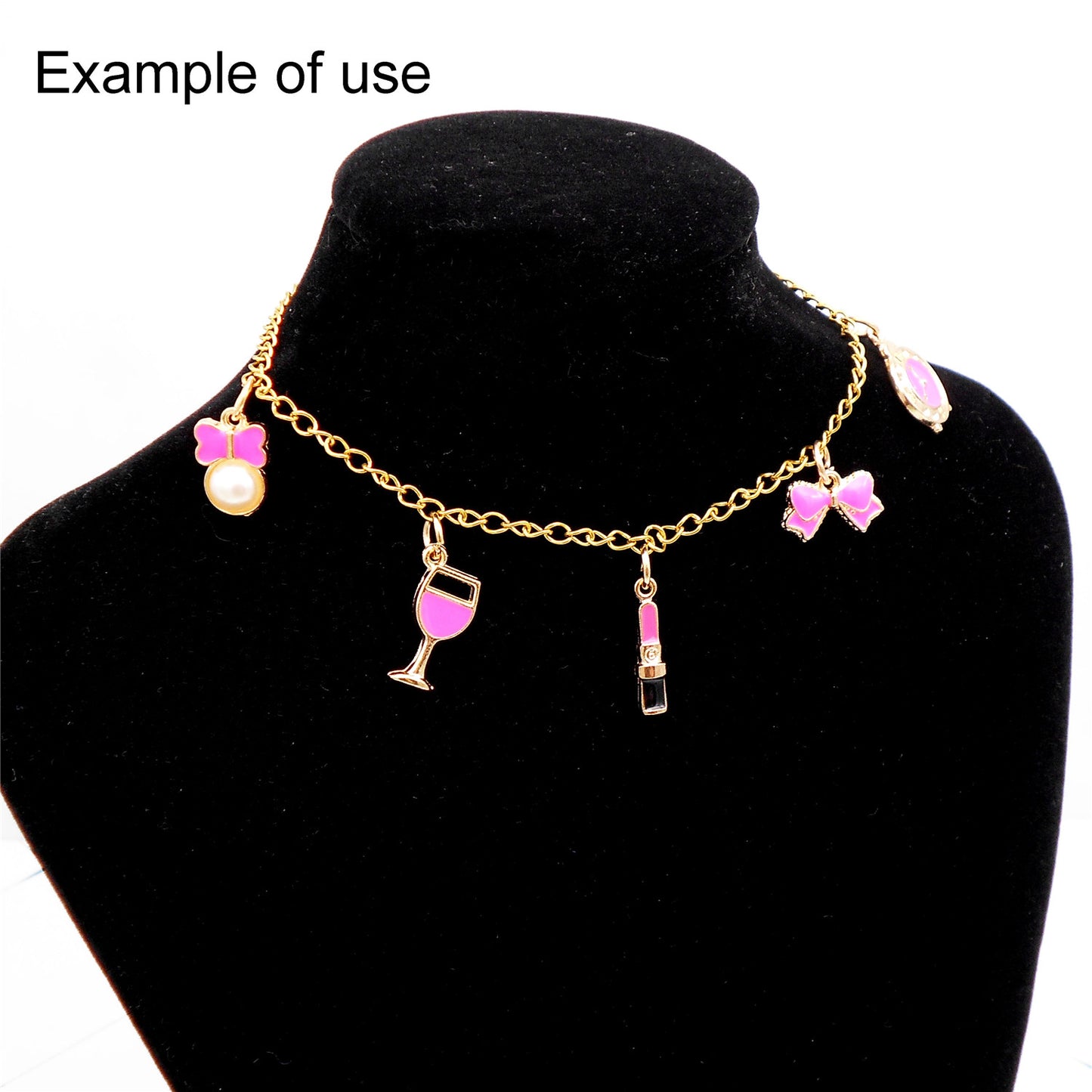 80pcs Fashion Charms Bright Pink Bling Pendants for Women Princess Jewelry Necklace Earrings Bracelet DIY Making
