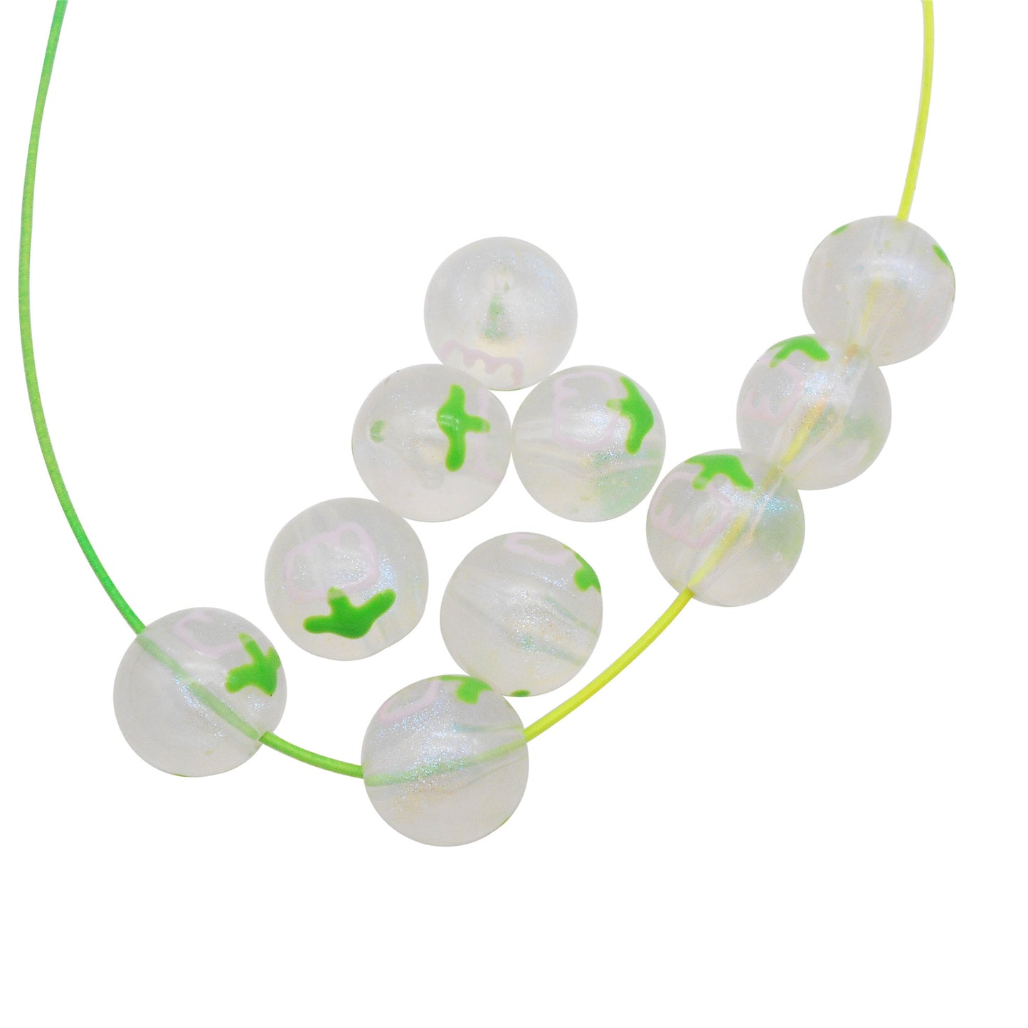 10Pcs 16mm Glow in Dark Beads Hand-Painted Plastic Spacer Beads for Bracelet Necklace Making DIY Phone Chain Crafts Decor