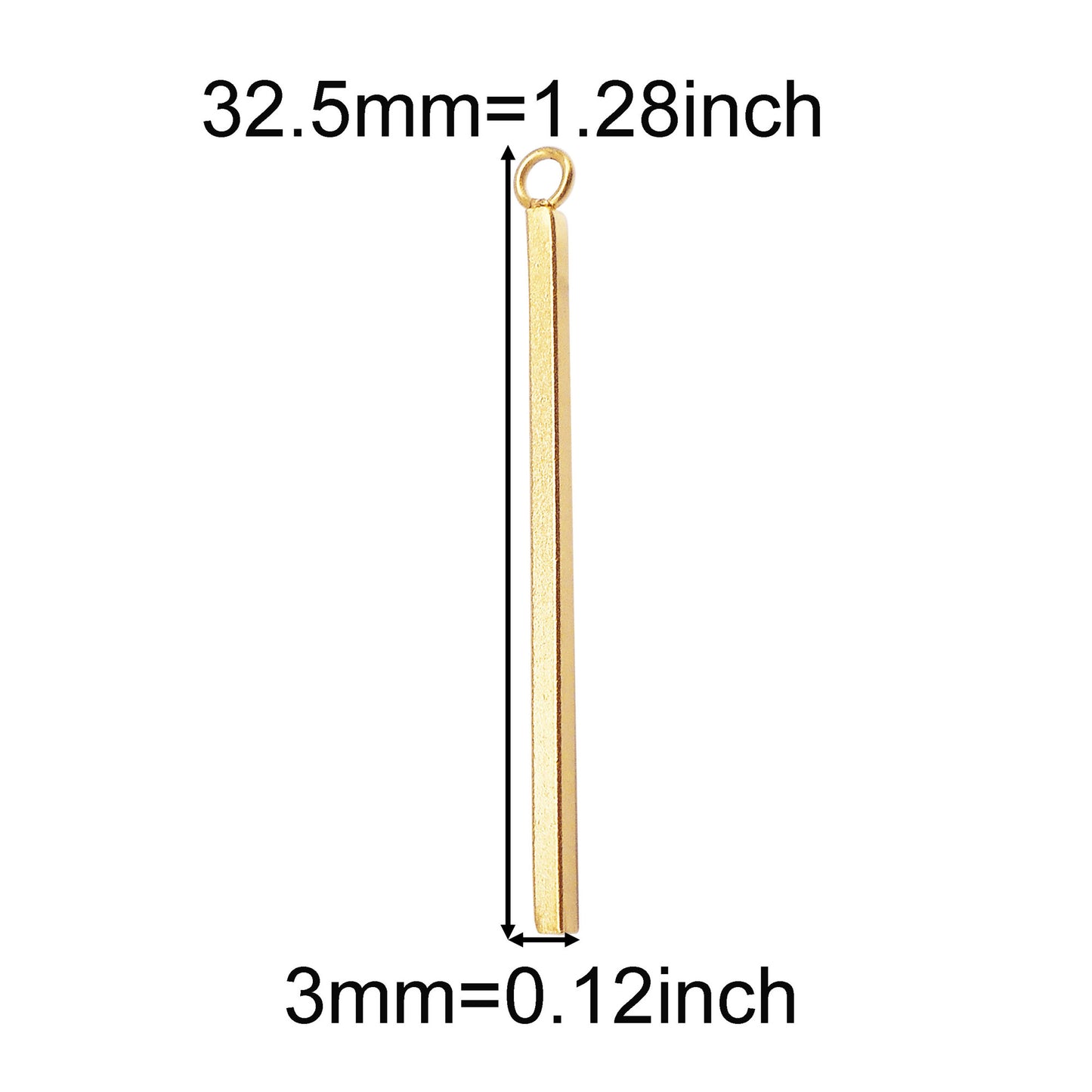 8Pcs 32.5x3mm Stainless Steel Geometric Bar Charms Minimalist Rectangular Stick Pendant for DIY Jewelry Making