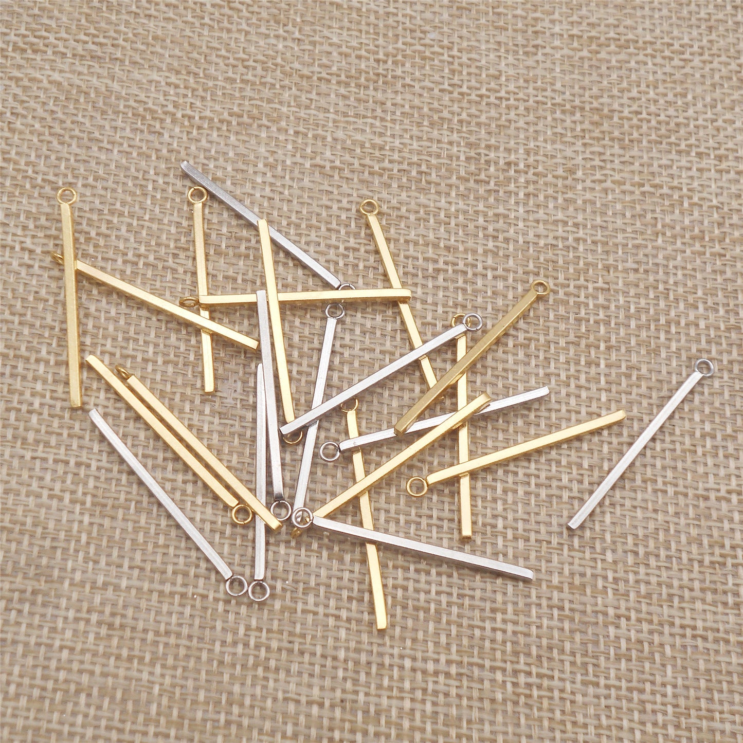 8Pcs 32.5x3mm Stainless Steel Geometric Bar Charms Minimalist Rectangular Stick Pendant for DIY Jewelry Making
