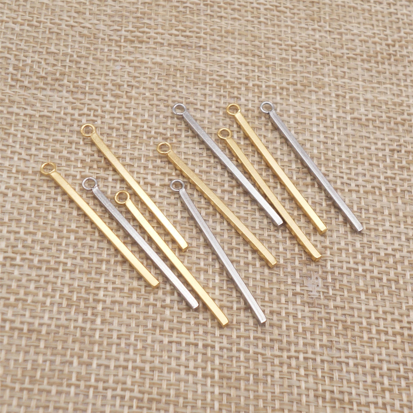 8Pcs 32.5x3mm Stainless Steel Geometric Bar Charms Minimalist Rectangular Stick Pendant for DIY Jewelry Making