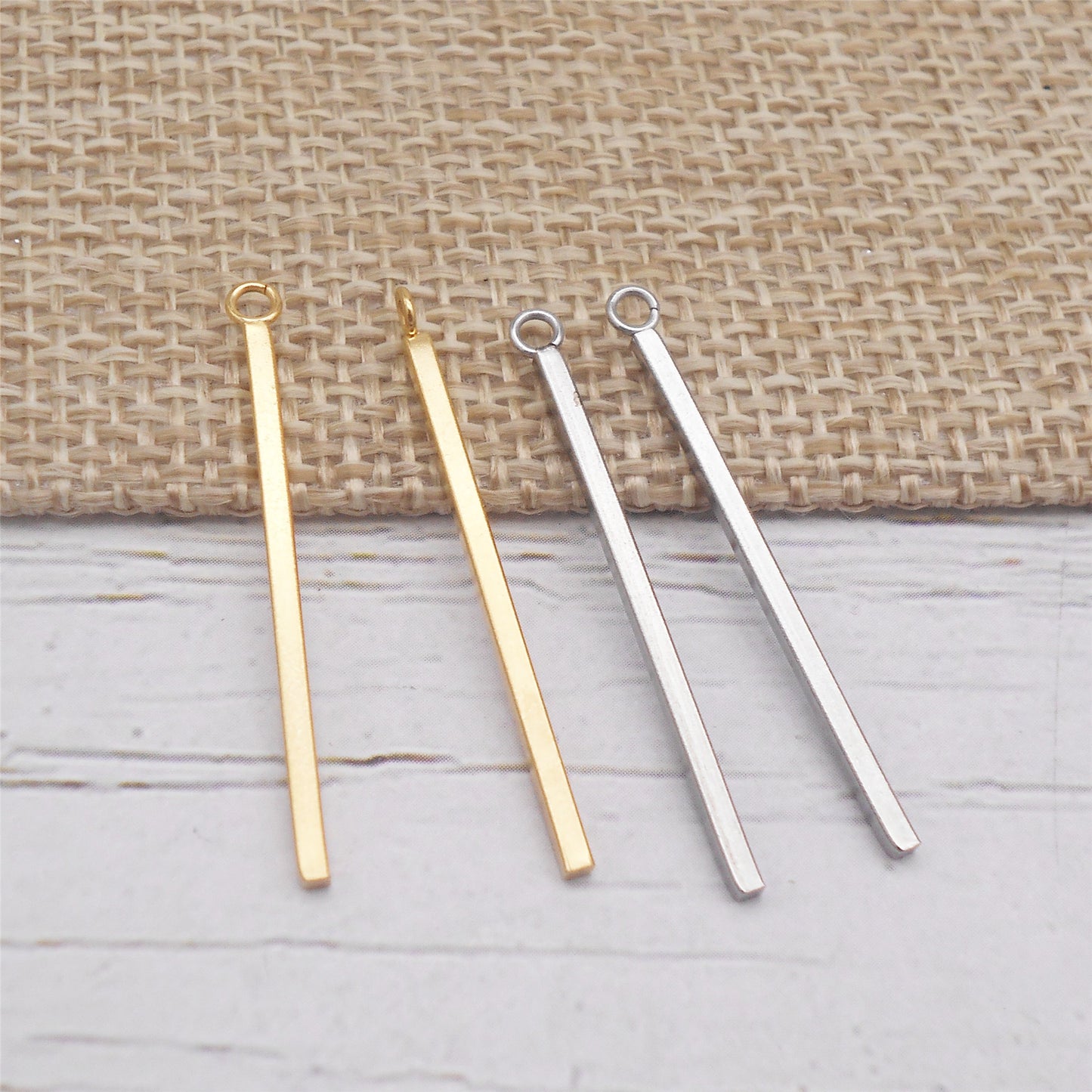 8Pcs 32.5x3mm Stainless Steel Geometric Bar Charms Minimalist Rectangular Stick Pendant for DIY Jewelry Making