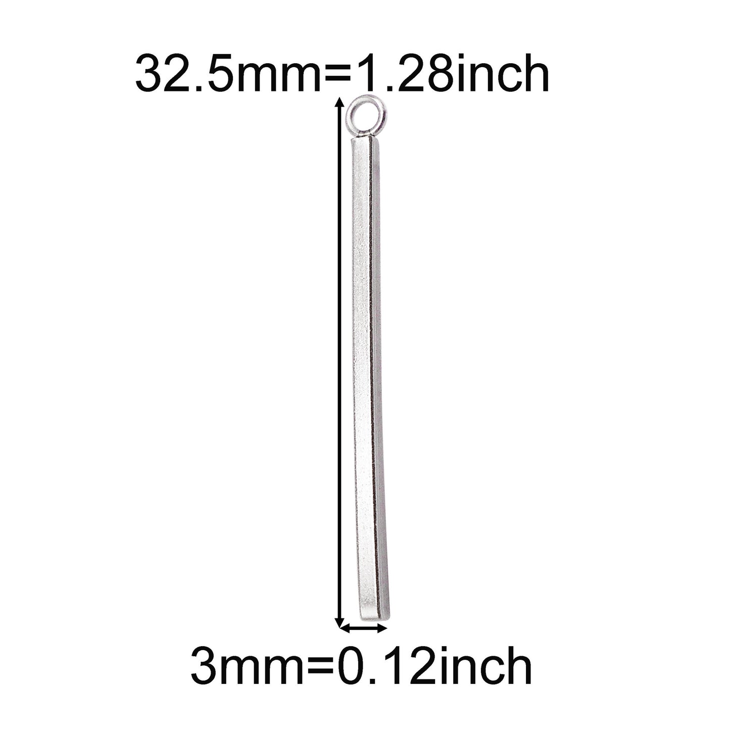 8Pcs 32.5x3mm Stainless Steel Geometric Bar Charms Minimalist Rectangular Stick Pendant for DIY Jewelry Making