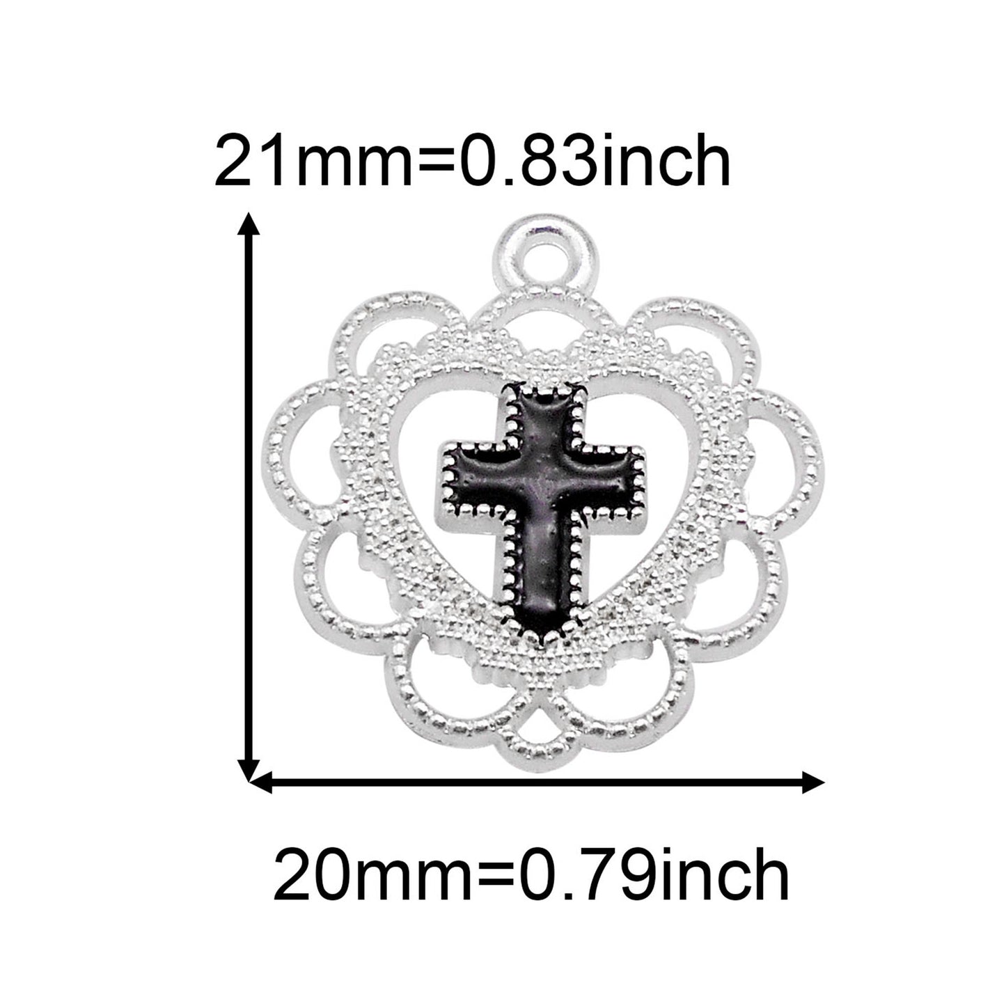 12Pcs 21x20mm Flower Bezel Alloy Enamel Cross Charms Metal Heart Pendants for Necklace Bracelet Earrings Making DIY Crafts Decor