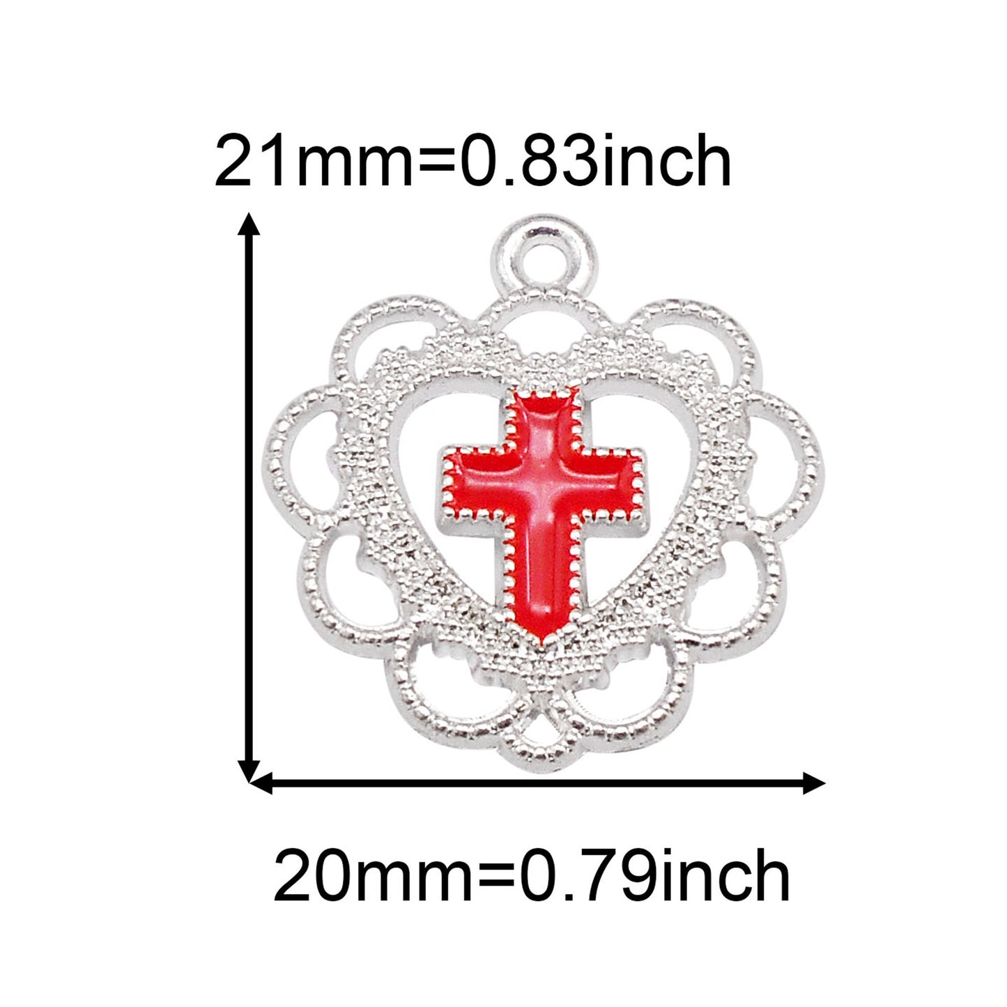 12Pcs 21x20mm Flower Bezel Alloy Enamel Cross Charms Metal Heart Pendants for Necklace Bracelet Earrings Making DIY Crafts Decor