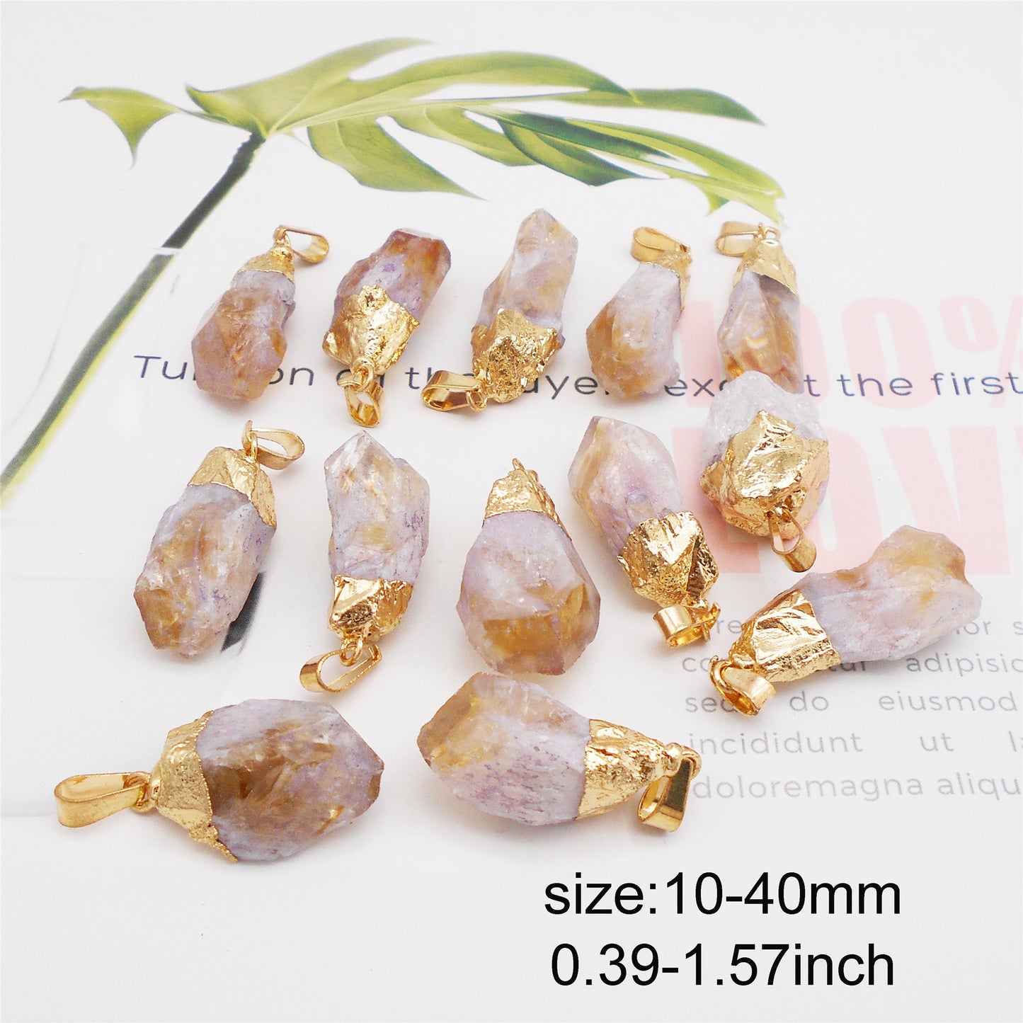 2Pcs Yellow Crystal Citrine Pendants Irregular Natural Crystal Charms Raw Stone Dangle for Necklace Bracelet Making Art Crafts Decor