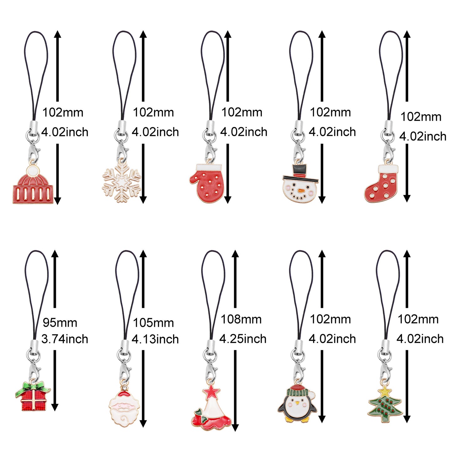 10Pcs Christmas Snowflake Glove Charms Metal Enamel Dangle Phone Chains for DIY Pendants Jewelry Making, Phone Case Decor, Craft Supplies