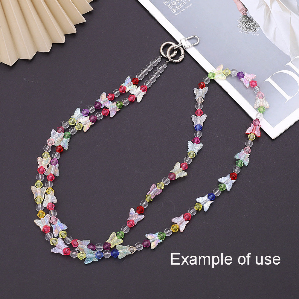 100Pcs 13.5x16mm Sparkling Butterfly Shaped Beads Plastic Spacer Beads for Necklace Bracelet Making Jewelry Crafts Supplies Phone Chain Decor