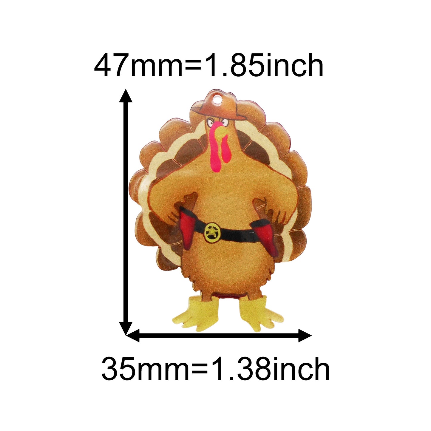 6Pcs Thanksgiving Turkey Charms Acrylic Material for DIY Pendant Jewelry Making Party Decor Crafts Supplies