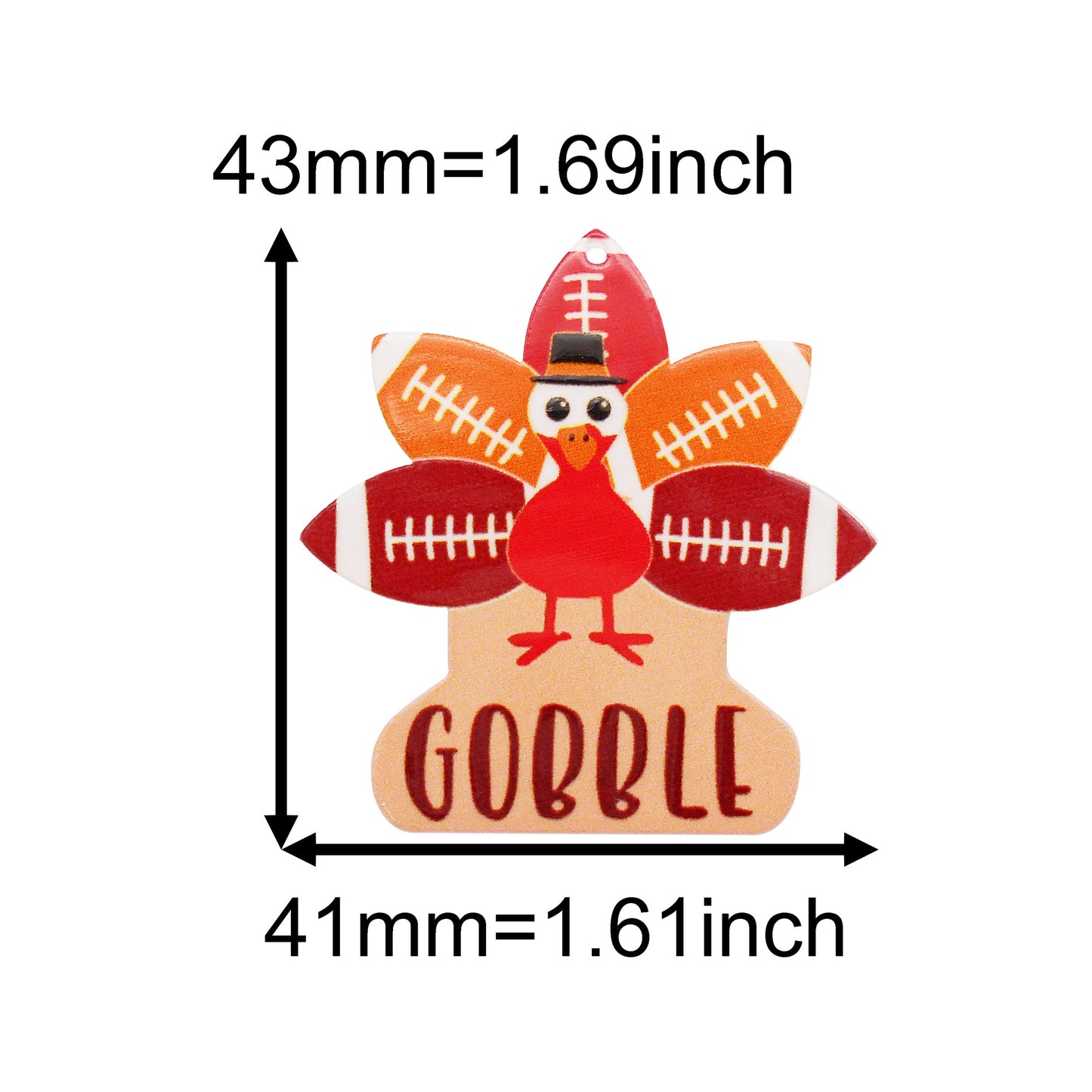 6Pcs Thanksgiving Turkey Charms Acrylic Material for DIY Pendant Jewelry Making Party Decor Crafts Supplies