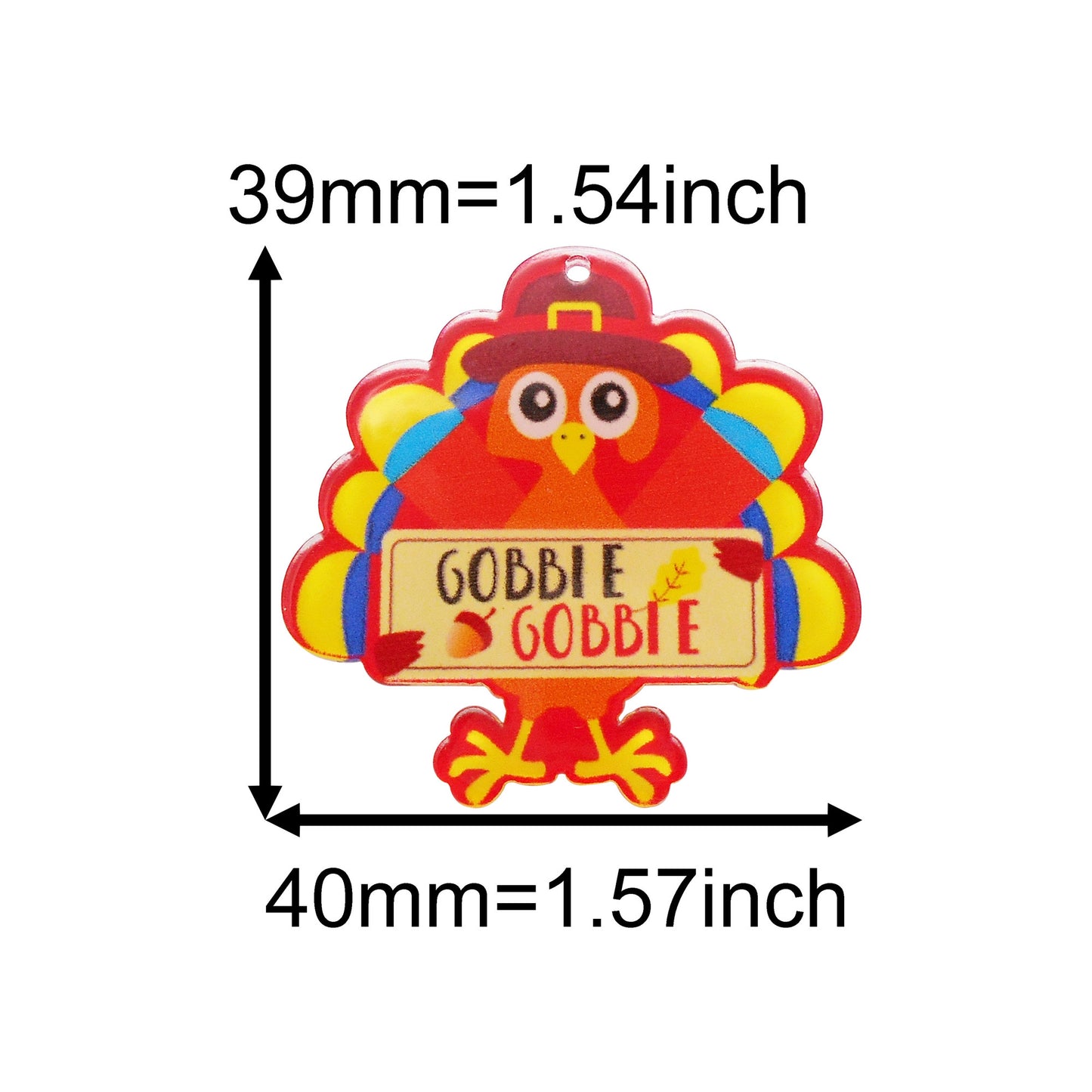6Pcs Thanksgiving Turkey Charms Acrylic Material for DIY Pendant Jewelry Making Party Decor Crafts Supplies
