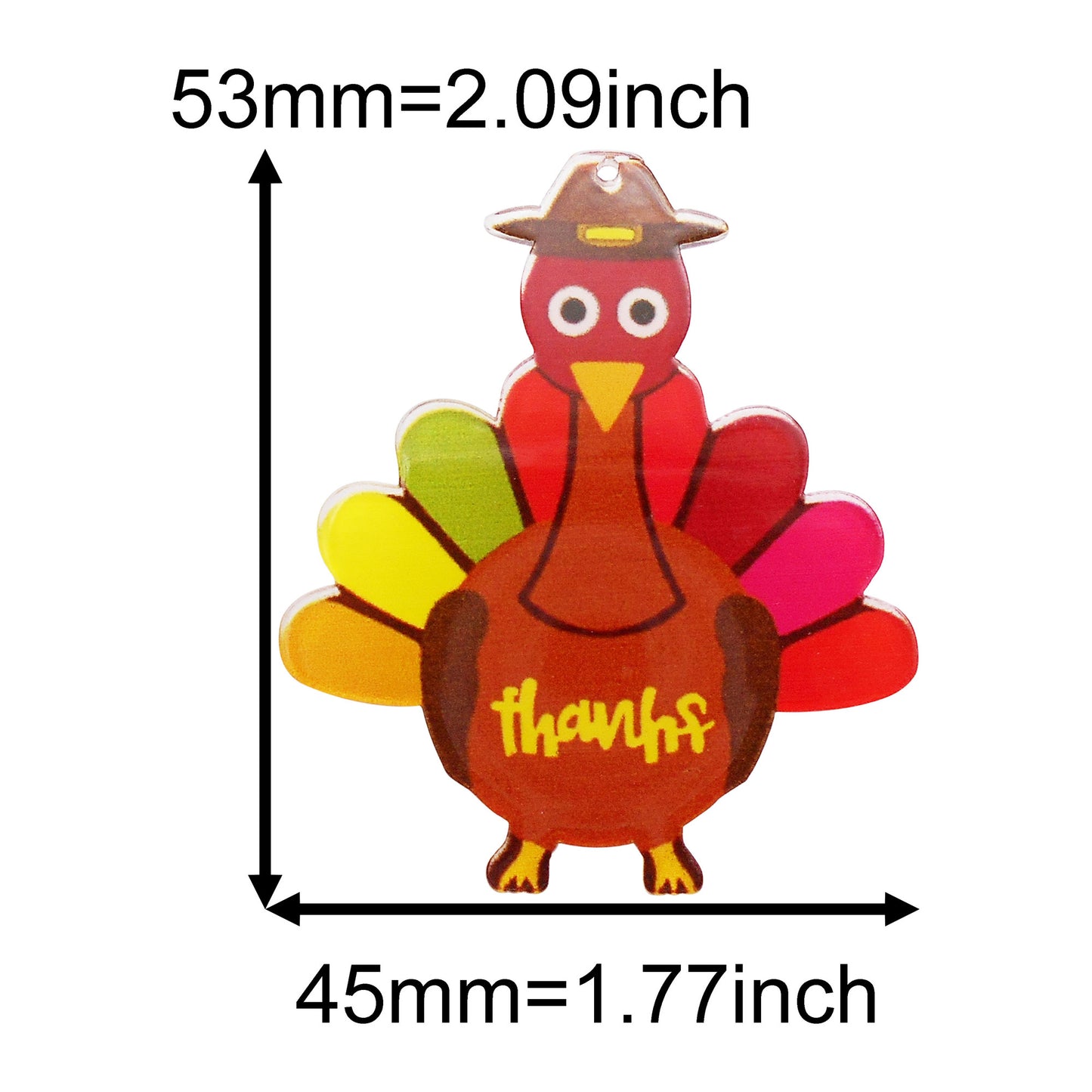 6Pcs Thanksgiving Turkey Charms Acrylic Material for DIY Pendant Jewelry Making Party Decor Crafts Supplies