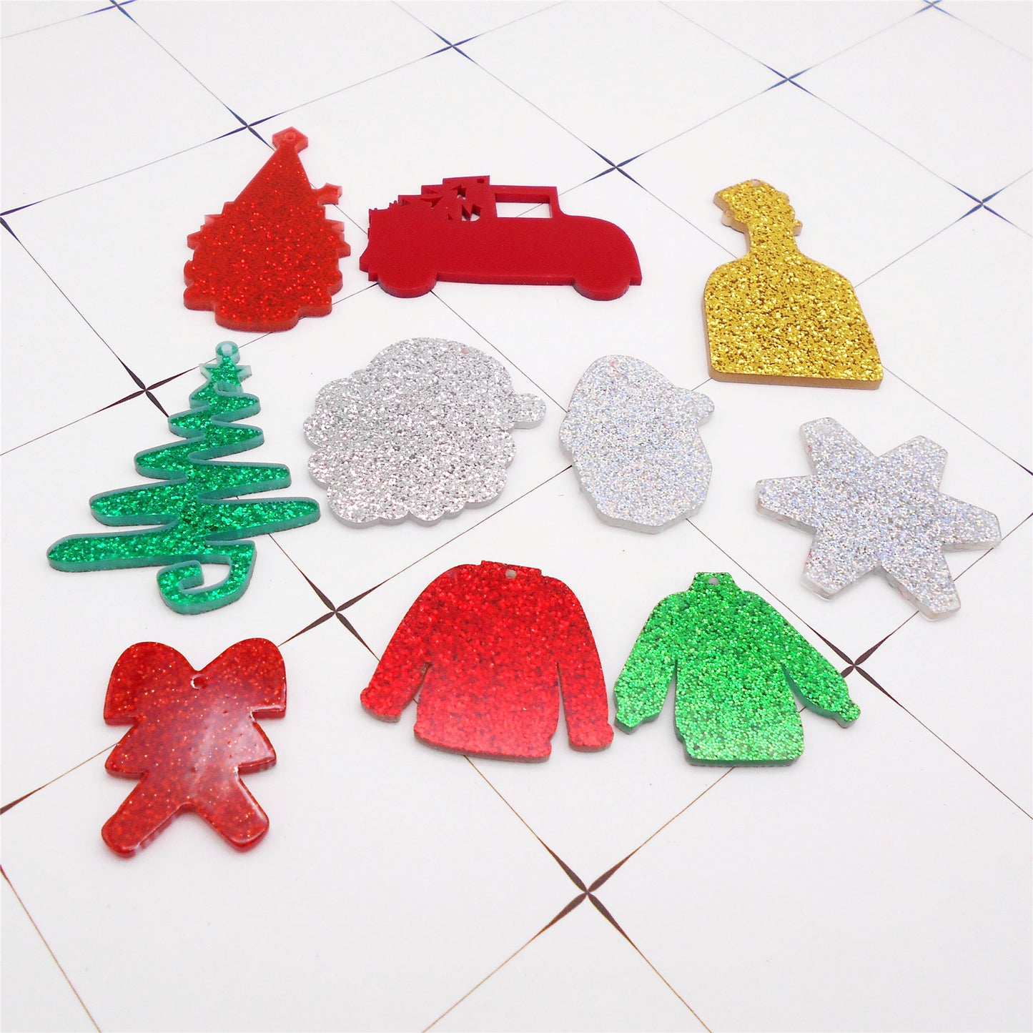 10Pcs Resin Christmas Series Charms Acrylic Car Clothes Shaped Dangle for DIY Pendant Jewelry Making Crafts Decor