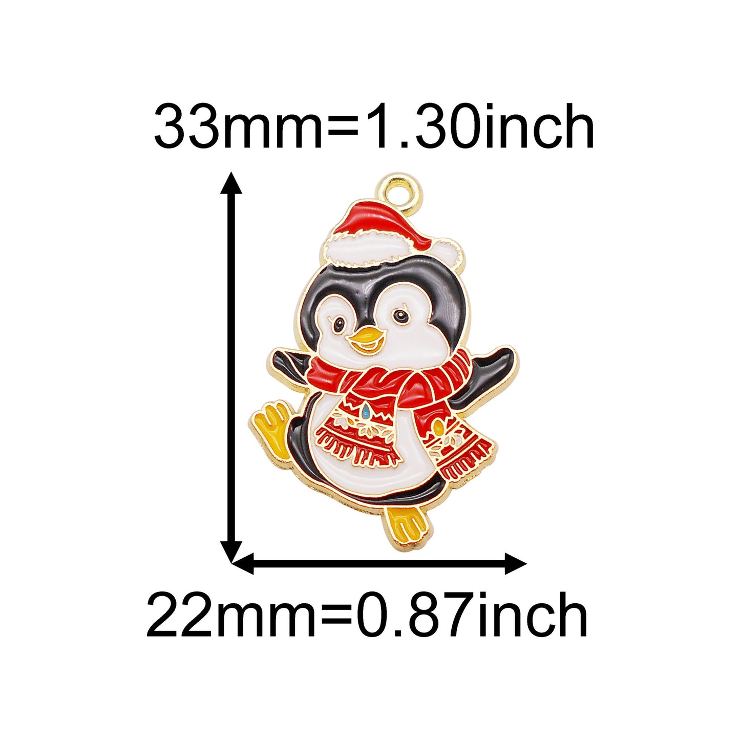 Christmas Penguin & Cat Pendants - 4/5/9Pcs Enamel Metal Charms for DIY Jewelry, Keyring, Decor & Craft Accessories