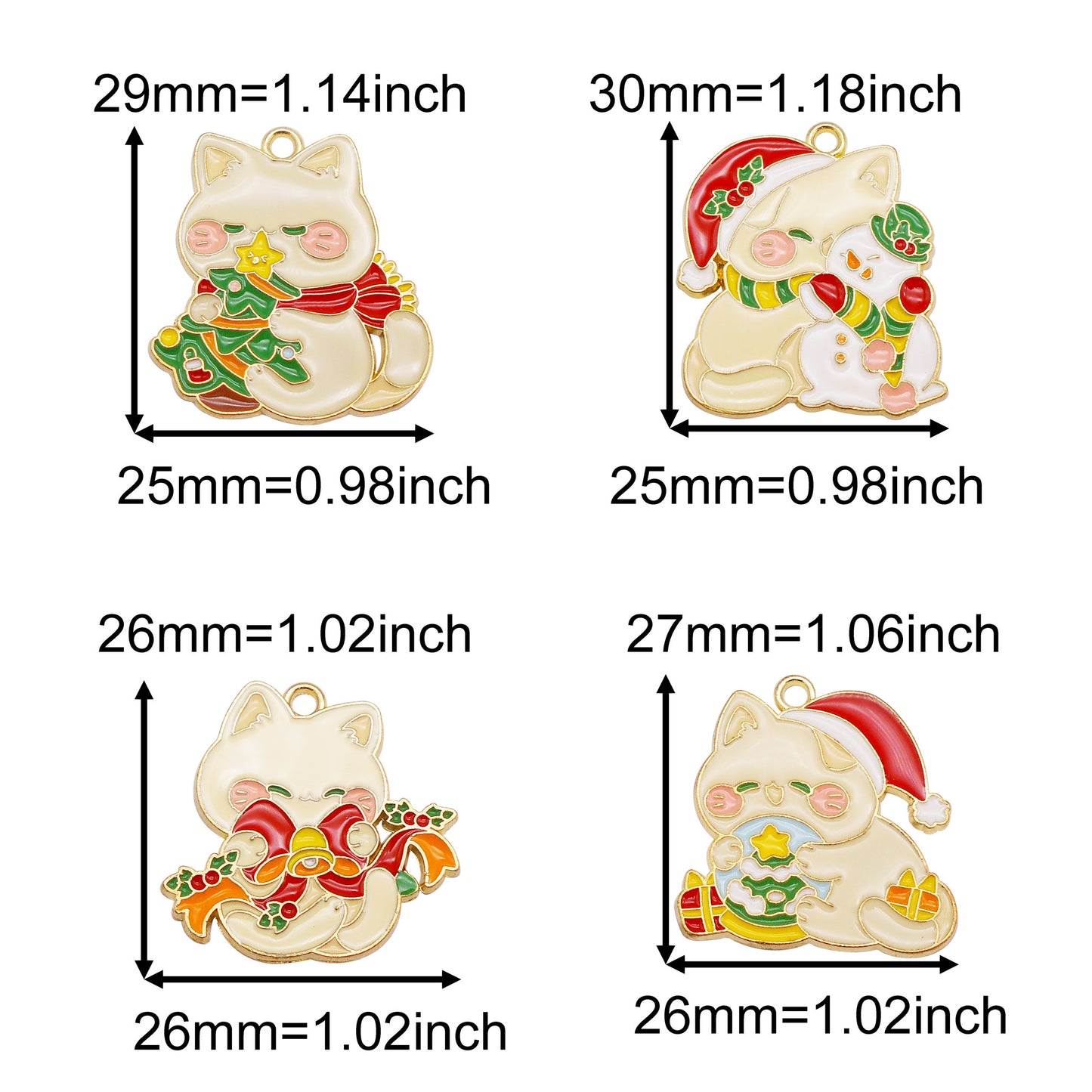 Christmas Penguin & Cat Pendants - 4/5/9Pcs Enamel Metal Charms for DIY Jewelry, Keyring, Decor & Craft Accessories