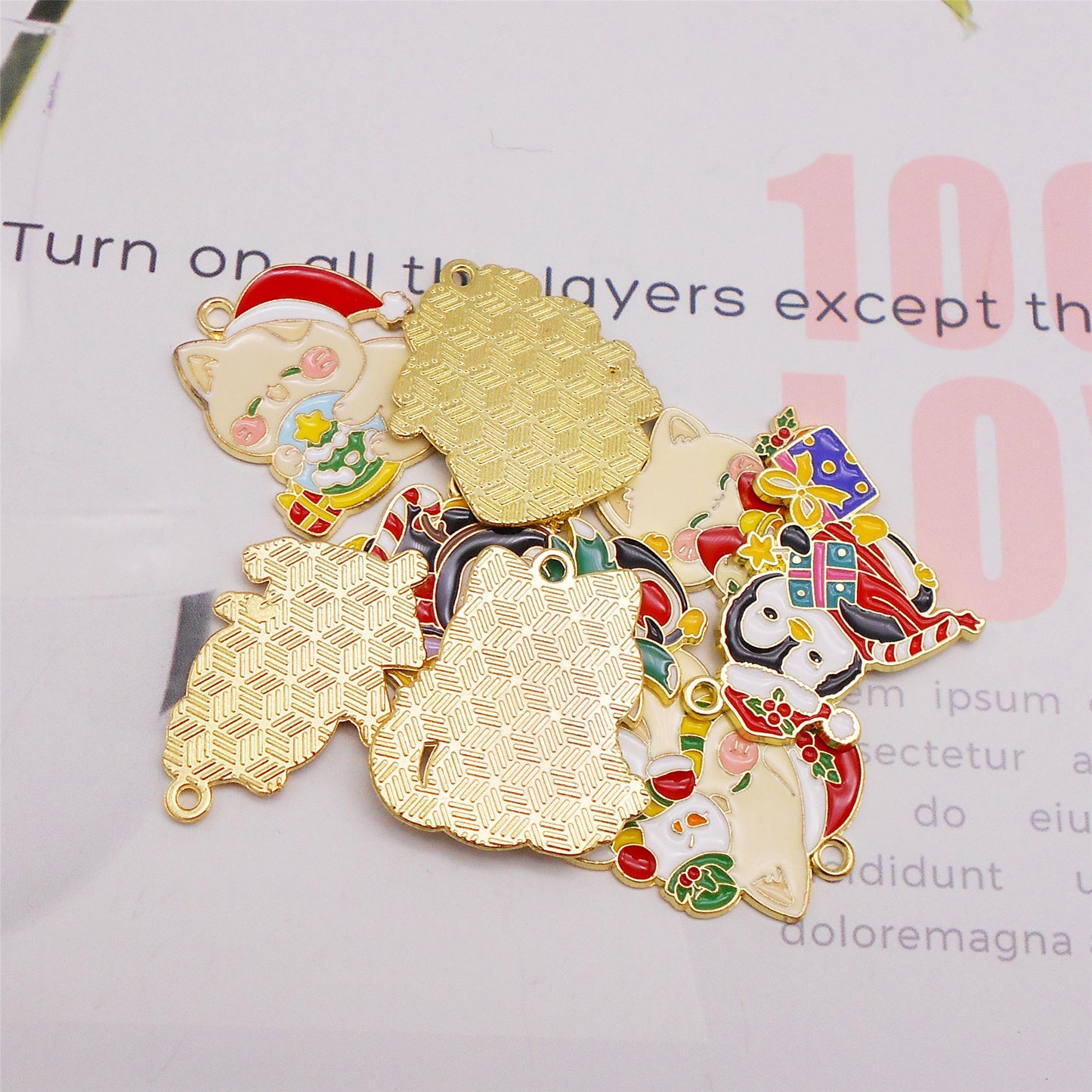Christmas Penguin & Cat Pendants - 4/5/9Pcs Enamel Metal Charms for DIY Jewelry, Keyring, Decor & Craft Accessories