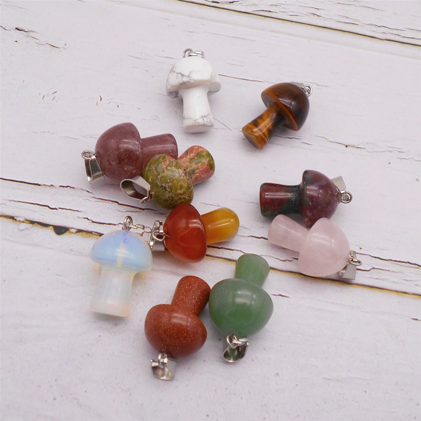 2Pcs Natural Agate Mushroom Pendants - 21x15mm Semi-Precious Stone Charms for DIY Jewelry Making Art Crafts Decor