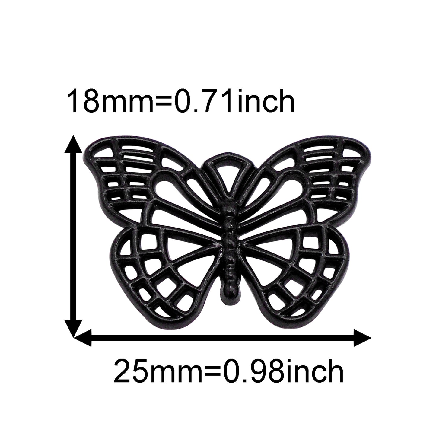 12Pcs Black Electroplated Butterfly Charms - 25x18mm Openwork Metal Insect Pendants for Jewelry Making, DIY Necklace, Bracelet, Earrings, Craft Supplies, Gothic Steampunk Decor