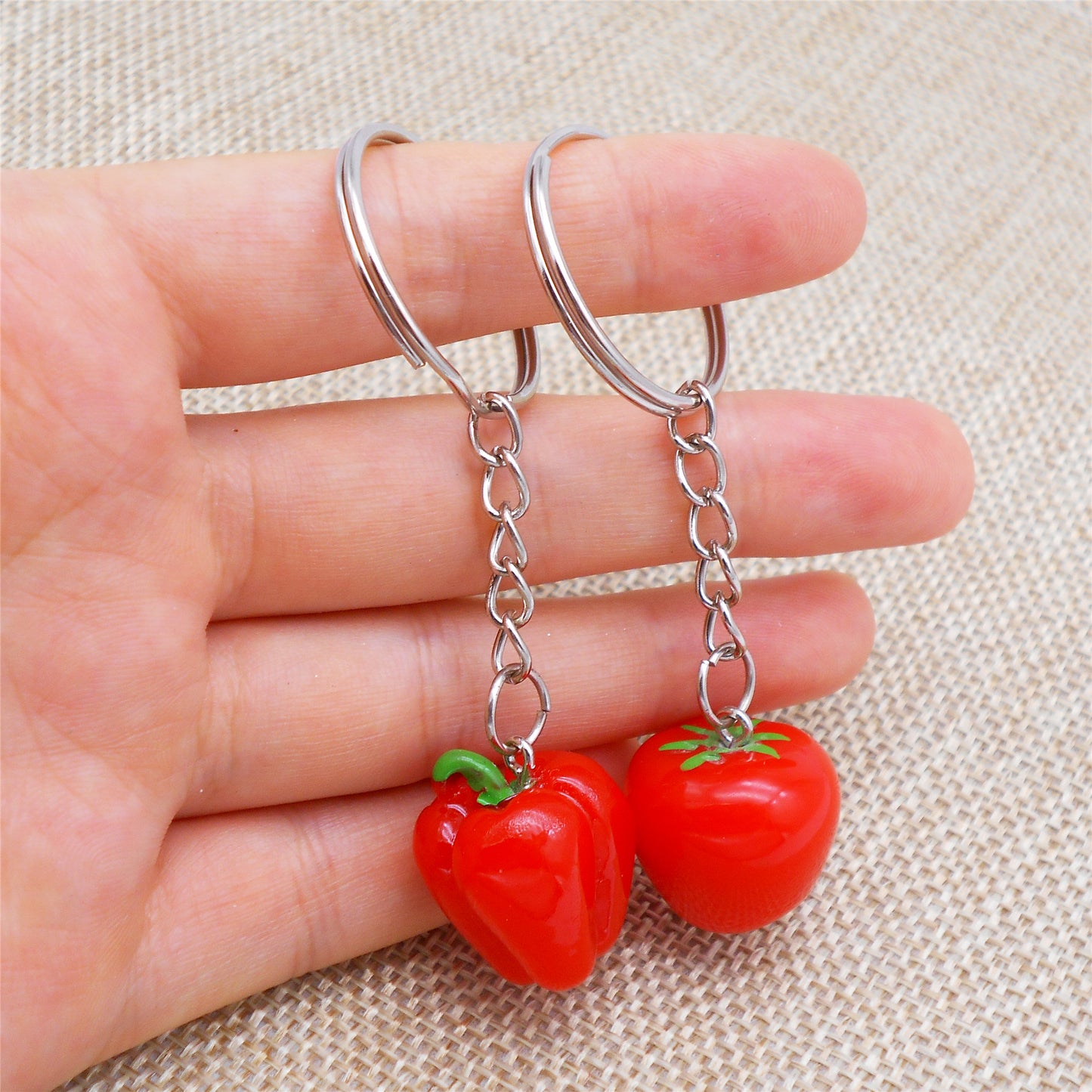 10Pcs Red Chili & Tomato Charms Acrylic Cameo Fruit Vegetable Dangle for Pendant Jewelry Making DIY Crafts Keychain Phone Case Decor