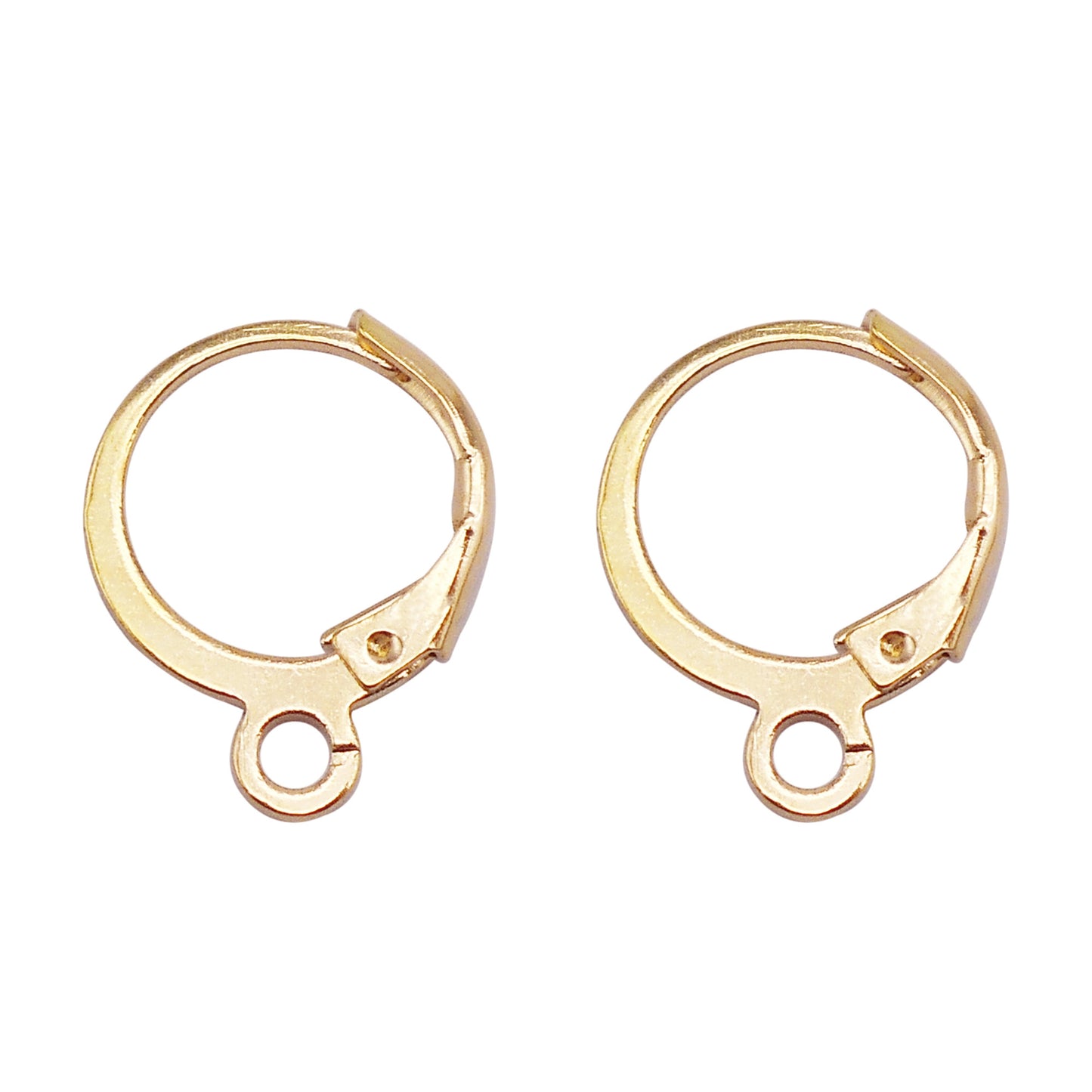 42Pcs 16x12mm Metal French Hook Round Flat Ear Clips Golden No-Piercing Jewelry Findings for DIY Earrings, Dangling Charms