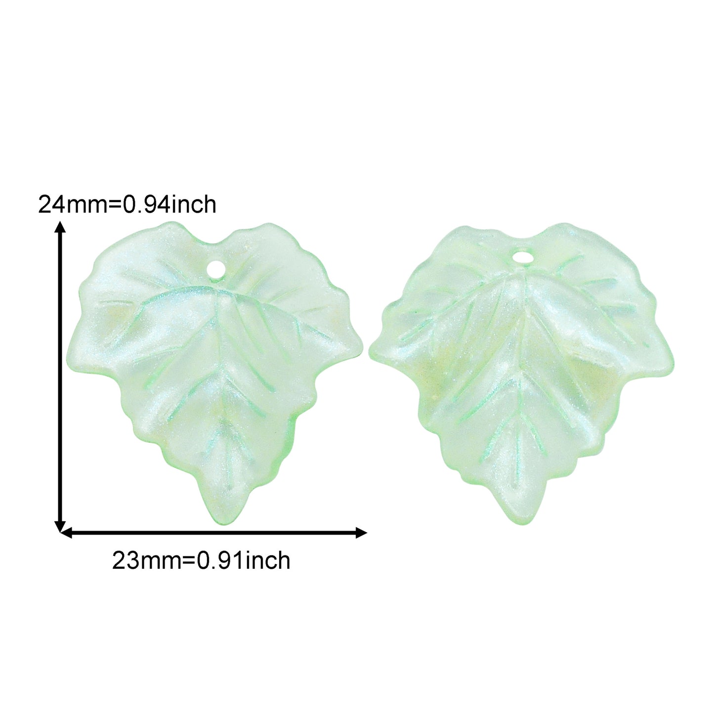 100Pcs Green Acrylic Leaf Charms Transparent Leaves Dangle for DIY Pendant Jewelry Making Phone Chain Crafts Decor