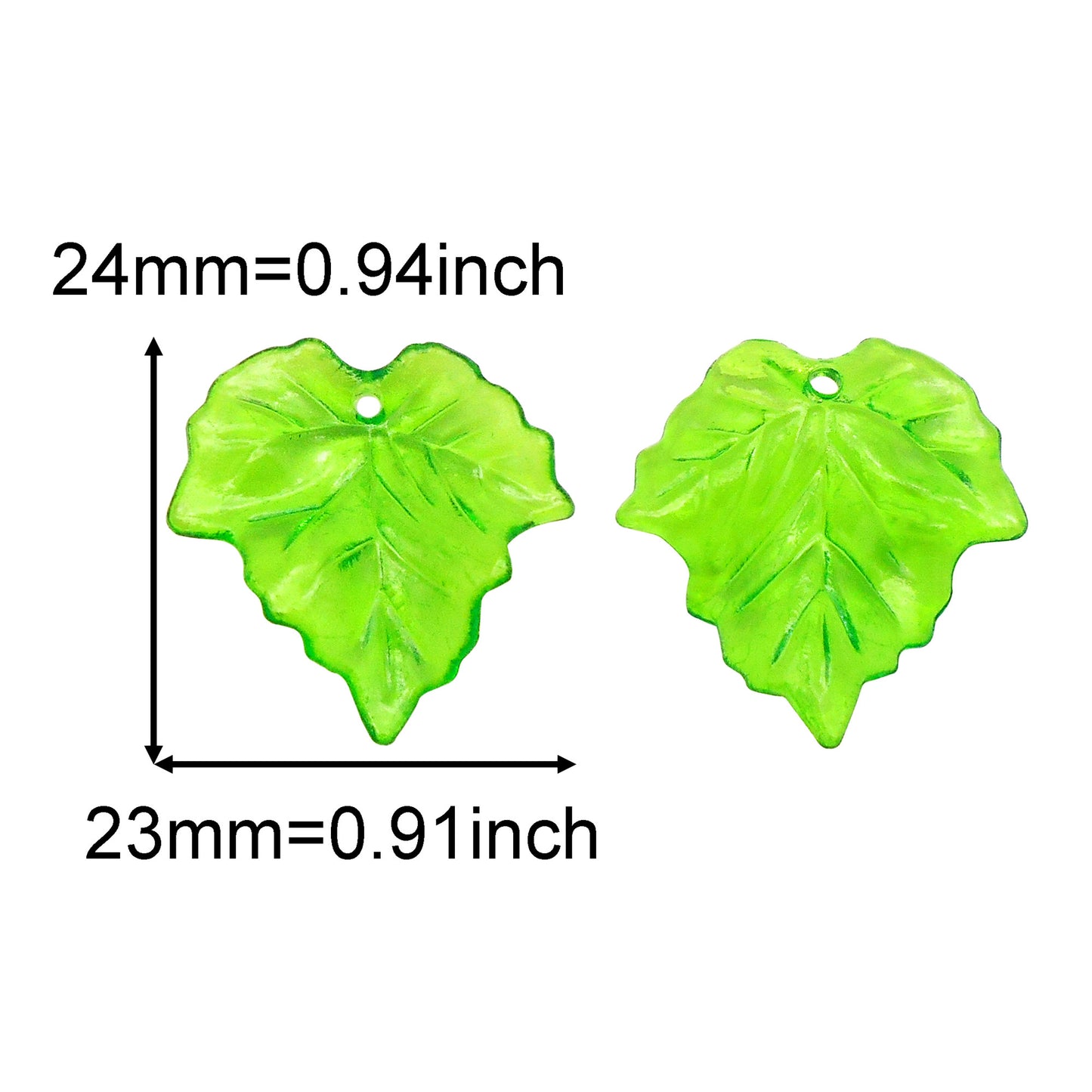 120Pcs Transparent Green Leaves Charms for Jewelry Making, Acrylic Leaves Shaped Jewelry Accessories for Pendant Necklace Bracelet Earrings Making