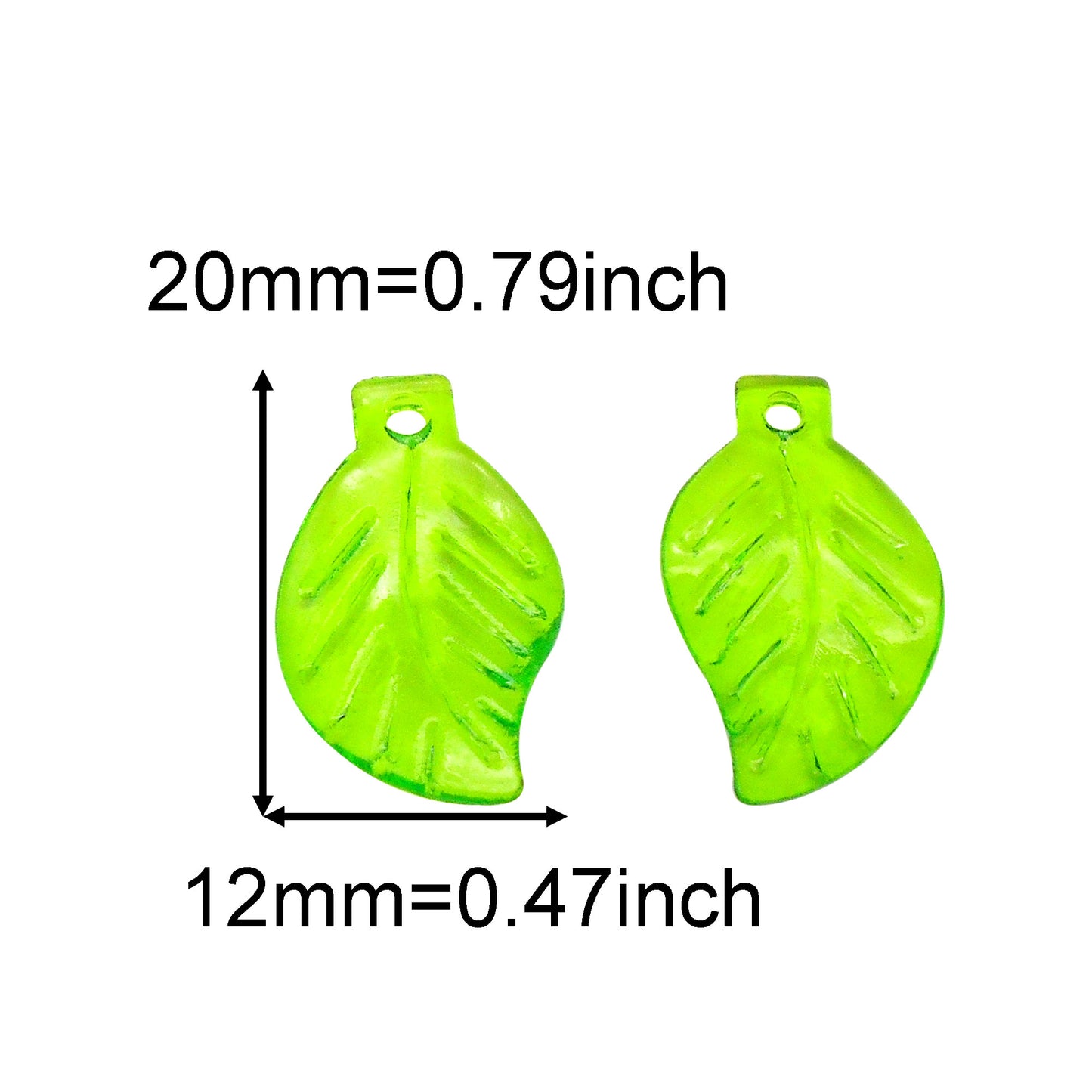120Pcs Transparent Green Leaves Charms for Jewelry Making, Acrylic Leaves Shaped Jewelry Accessories for Pendant Necklace Bracelet Earrings Making
