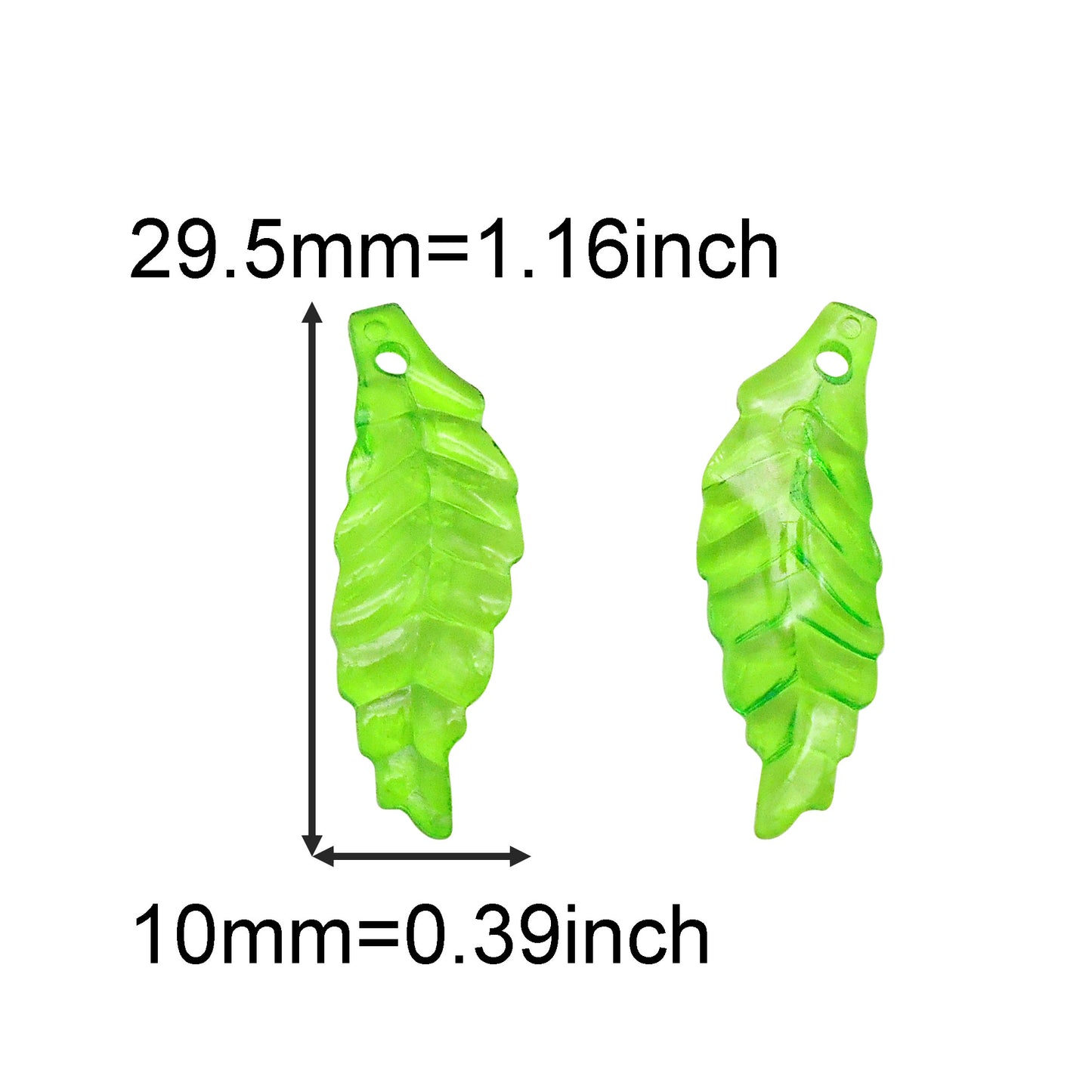 120Pcs Transparent Green Leaves Charms for Jewelry Making, Acrylic Leaves Shaped Jewelry Accessories for Pendant Necklace Bracelet Earrings Making