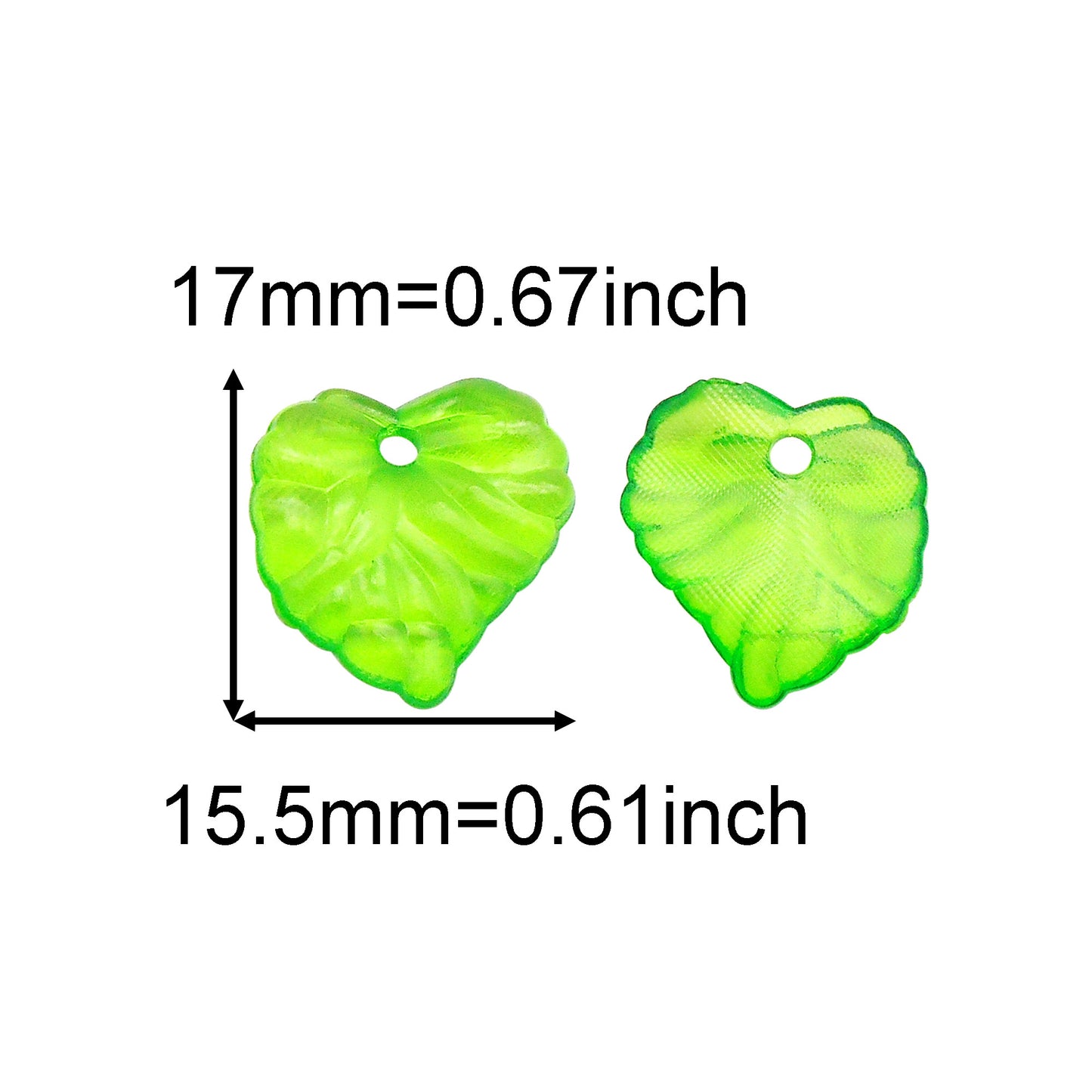 120Pcs Transparent Green Leaves Charms for Jewelry Making, Acrylic Leaves Shaped Jewelry Accessories for Pendant Necklace Bracelet Earrings Making