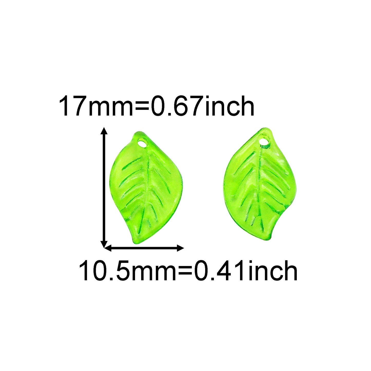 120Pcs Transparent Green Leaves Charms for Jewelry Making, Acrylic Leaves Shaped Jewelry Accessories for Pendant Necklace Bracelet Earrings Making