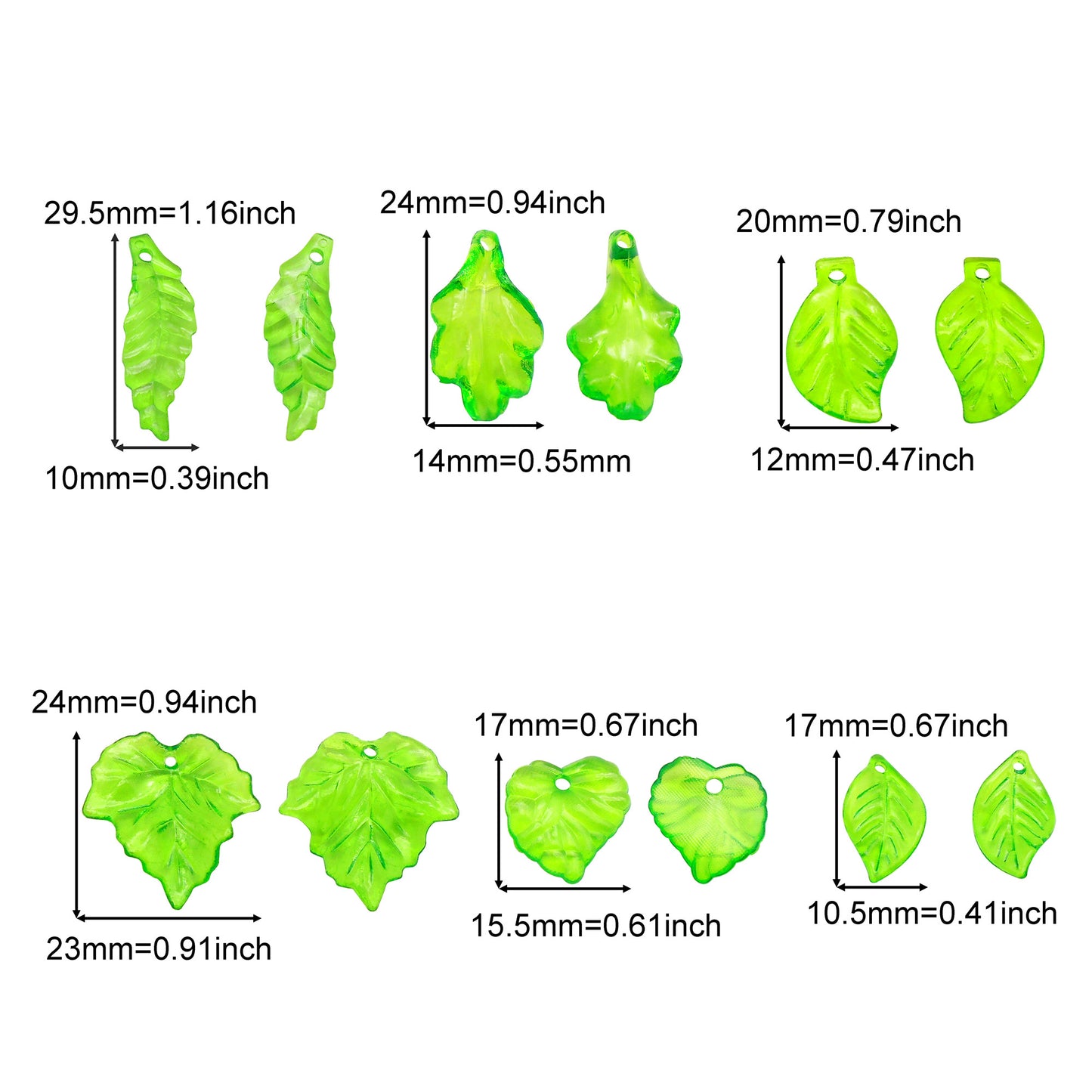 120Pcs Transparent Green Leaves Charms for Jewelry Making, Acrylic Leaves Shaped Jewelry Accessories for Pendant Necklace Bracelet Earrings Making