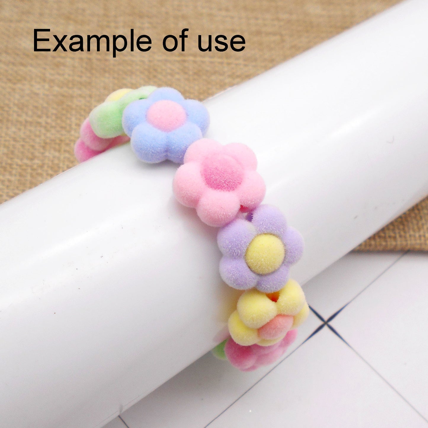 10 Pieces Mixed Flower Beads Set - 16mm Acrylic Floral Spacer Beads Flocked Jewelry Making Beads for Bracelet Necklace Making DIY Crafts Phone Chain Decor