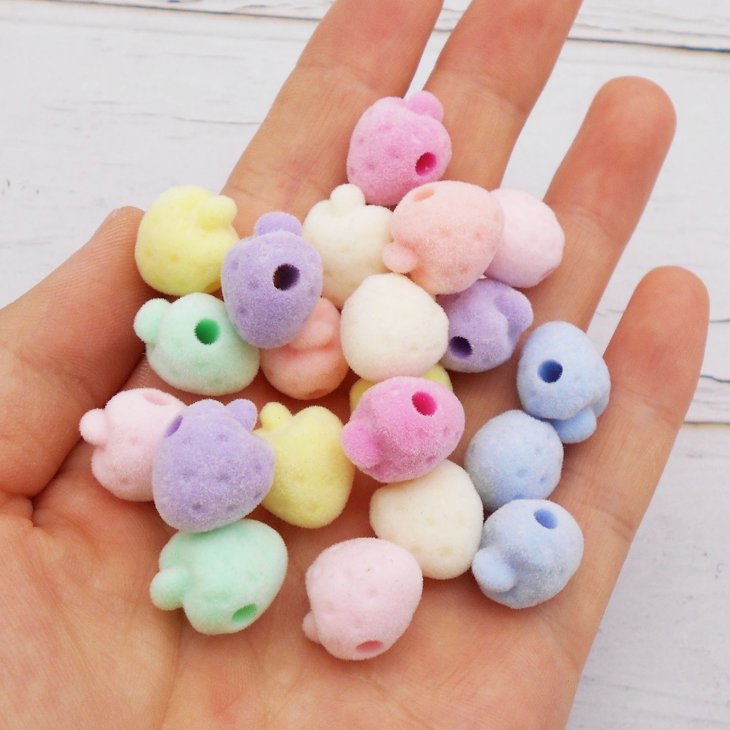 10pcs Mixed Color Flocked Strawberry Spacer Beads for DIY Jewelry Making - Acrylic 3D Fruit Beads for Necklace, Bracelet Craft Supplies