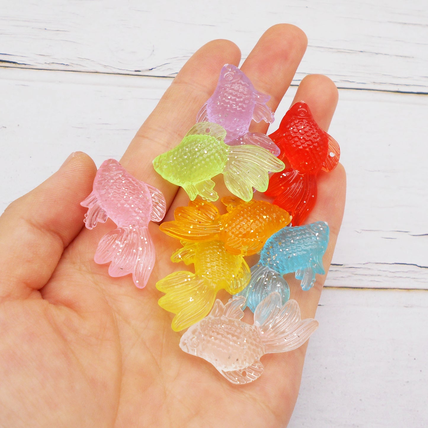 10Pcs 36x26x9mm Glow in Dark Goldfish Charms Acrylic Japanese Koi Fish Dangle for DIY Pendant Jewelry Making Crafts Decor