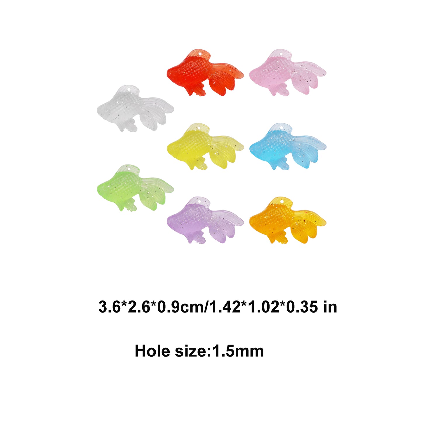 10Pcs 36x26x9mm Glow in Dark Goldfish Charms Acrylic Japanese Koi Fish Dangle for DIY Pendant Jewelry Making Crafts Decor