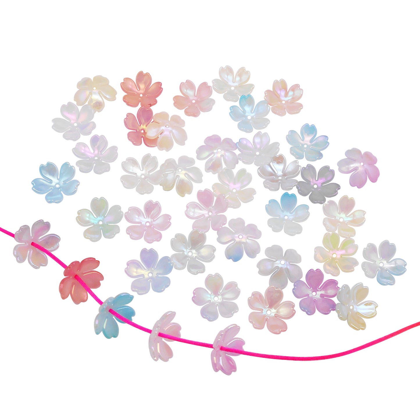 100Pcs Colorful Acrylic Flower Beads Cap DIY Jewelry Findings Bellflower Shaped Spacer Beads Charms Bracelets Supplies for Jewelry Making