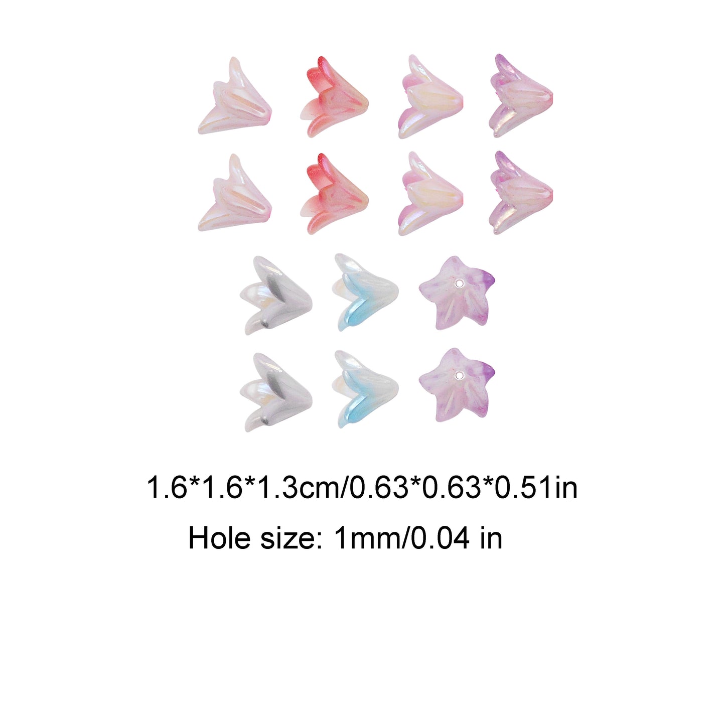 100Pcs Colorful Acrylic Flower Beads Cap DIY Jewelry Findings Bellflower Shaped Spacer Beads Charms Bracelets Supplies for Jewelry Making