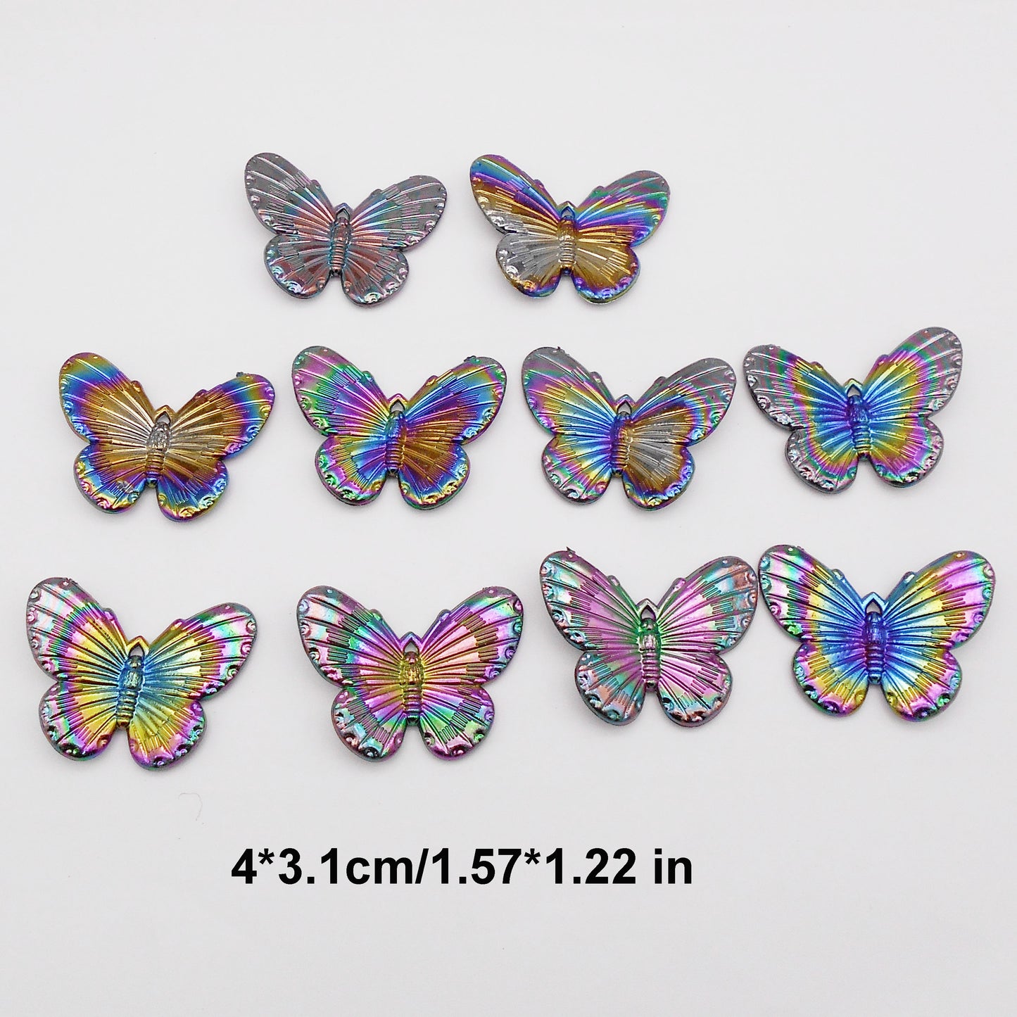 10PCS Rainbow-Plated Butterfly Charms | 41x30mm Black Plastic Dangle Pendants for DIY Jewelry Making Necklace Bracelet Craft Supplies