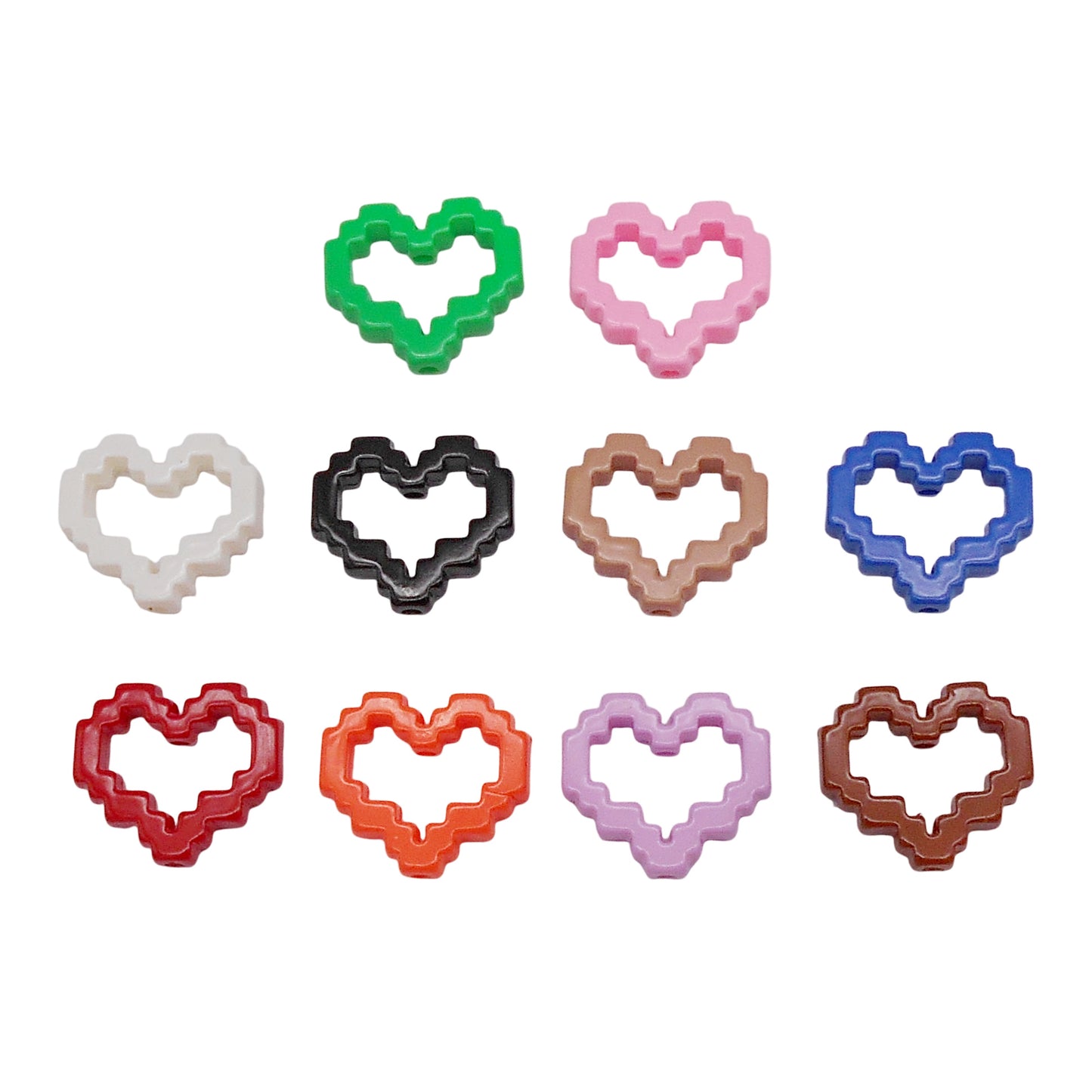 10Pcs Plastic Heart Beads Mosaic Designed Spacer Beads Necklace Bracelet Making Accessories DIY Crafts Supplies Phone Chain Tassel Decor