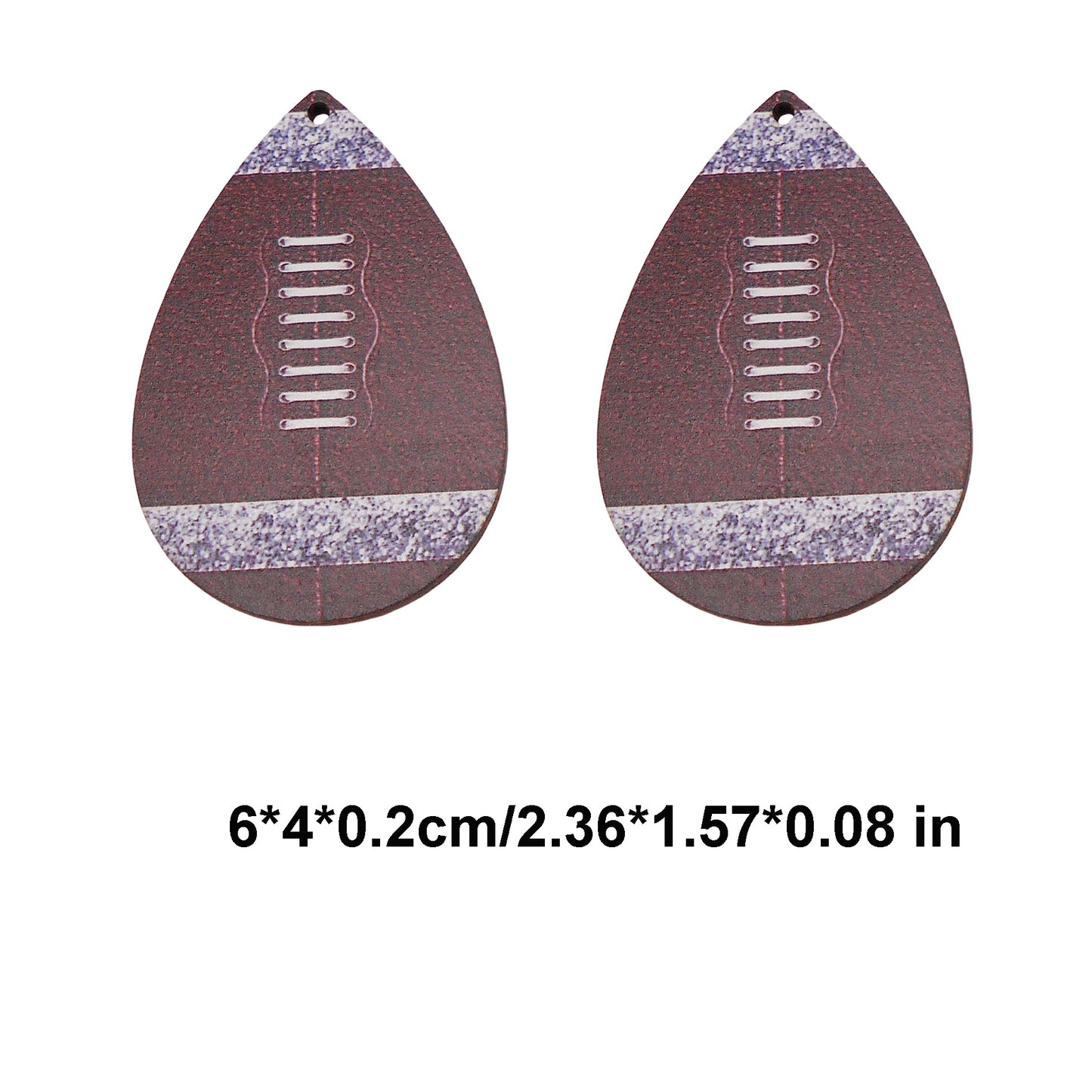 10PCS Wooden American Football Charms - Flat Back DIY Pendants for Jewelry Making (Necklace, Earrings, Bracelet) - Craft Supplies & Decor